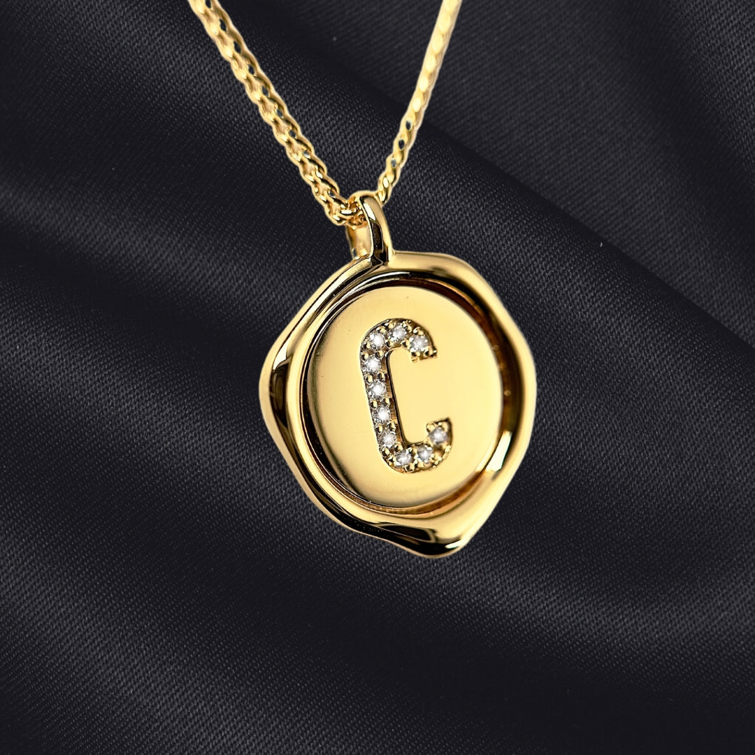 C Letter Pendant - Lab Grown Diamond Pendant in 14K Gold/18k Gold/925 Silver