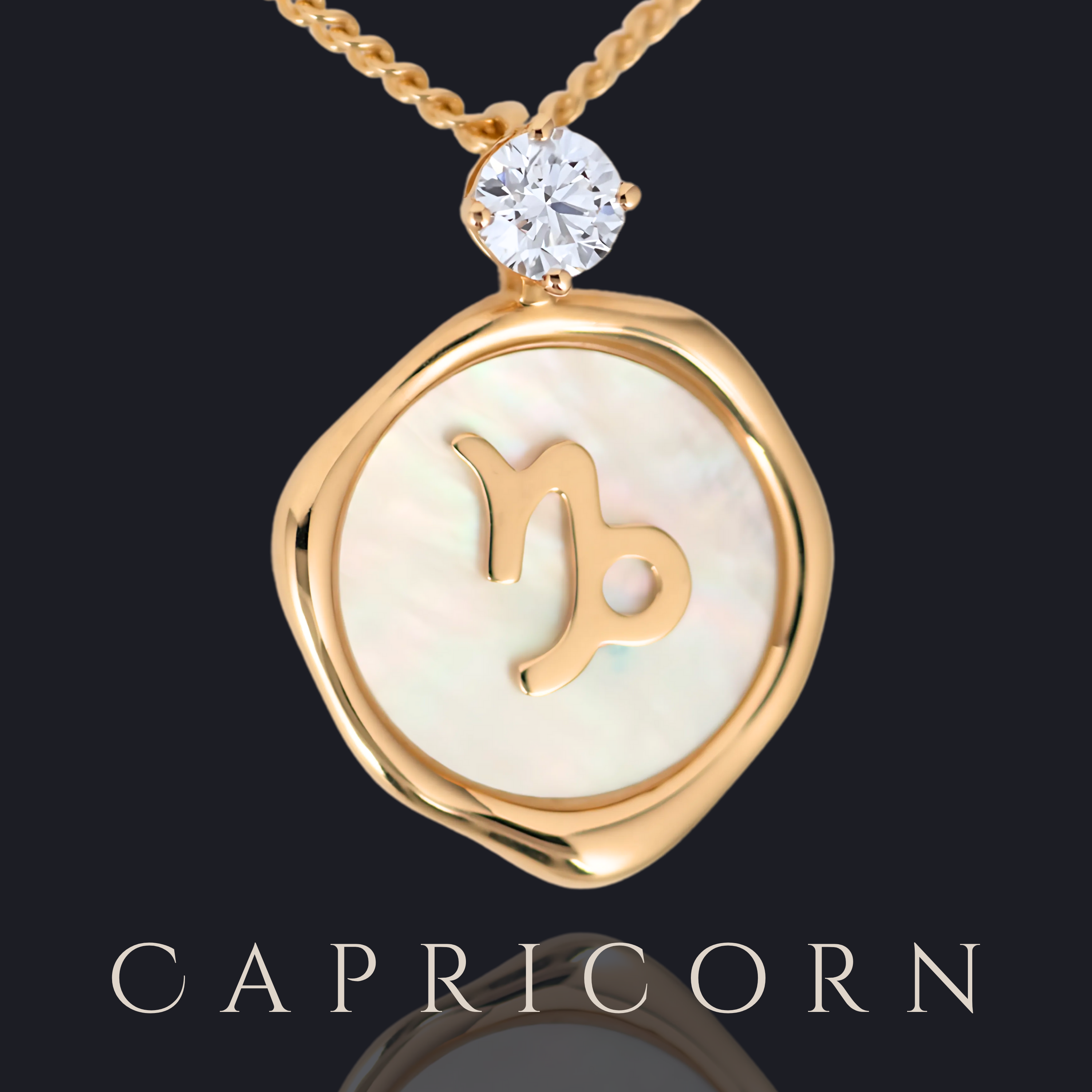 Capricorn Zodiac Pendant - 0.2 ct. Lab Grown Diamond Pendant in 18K Gold / 14K Gold / Gold Vermeil