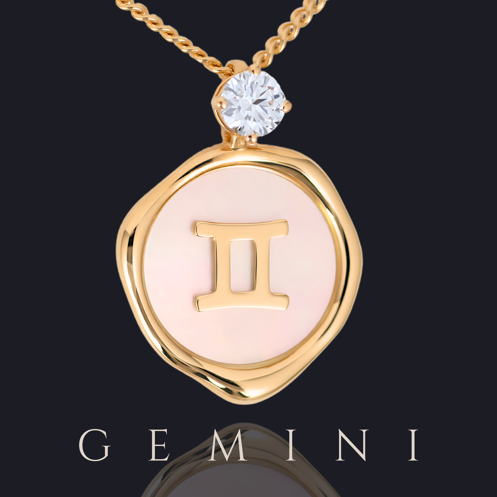 0.2 carat Lab Grown Diamond Gemini Zodiac Pendant Necklace in 14K / 18