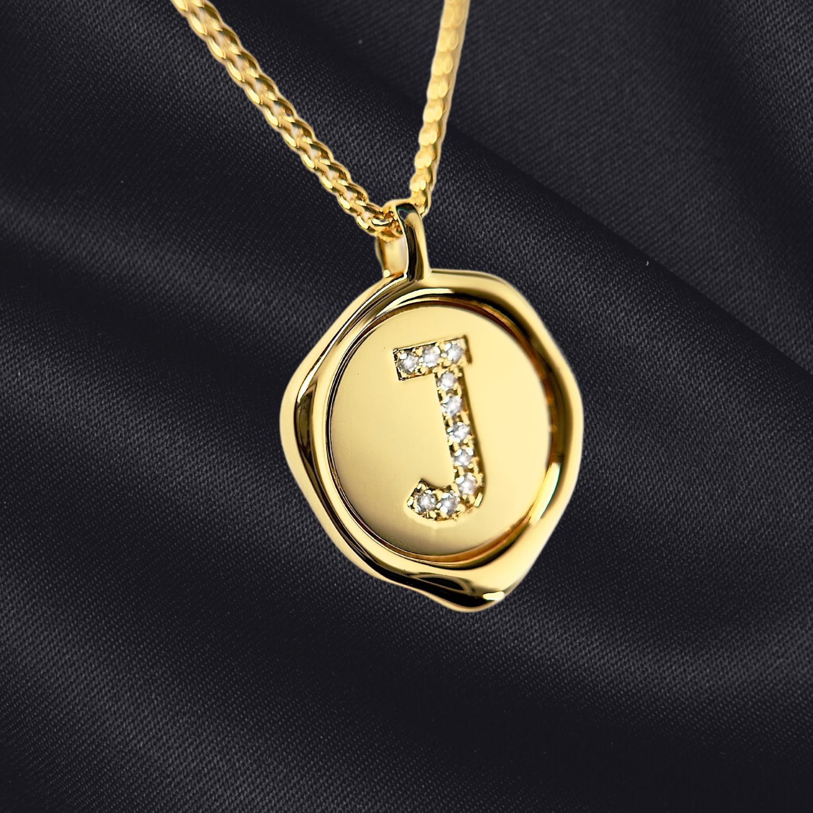 J Letter Pendant - Lab Grown Diamond Pendant in 14K Gold/18k Gold/925 Silver