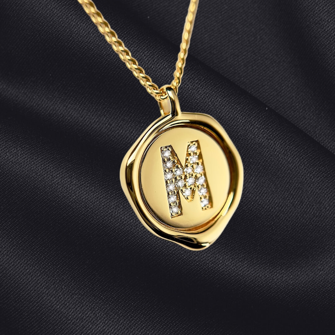 M Letter Pendant - Lab Grown Diamond Pendant in 14K Gold/18k Gold/925 Silver