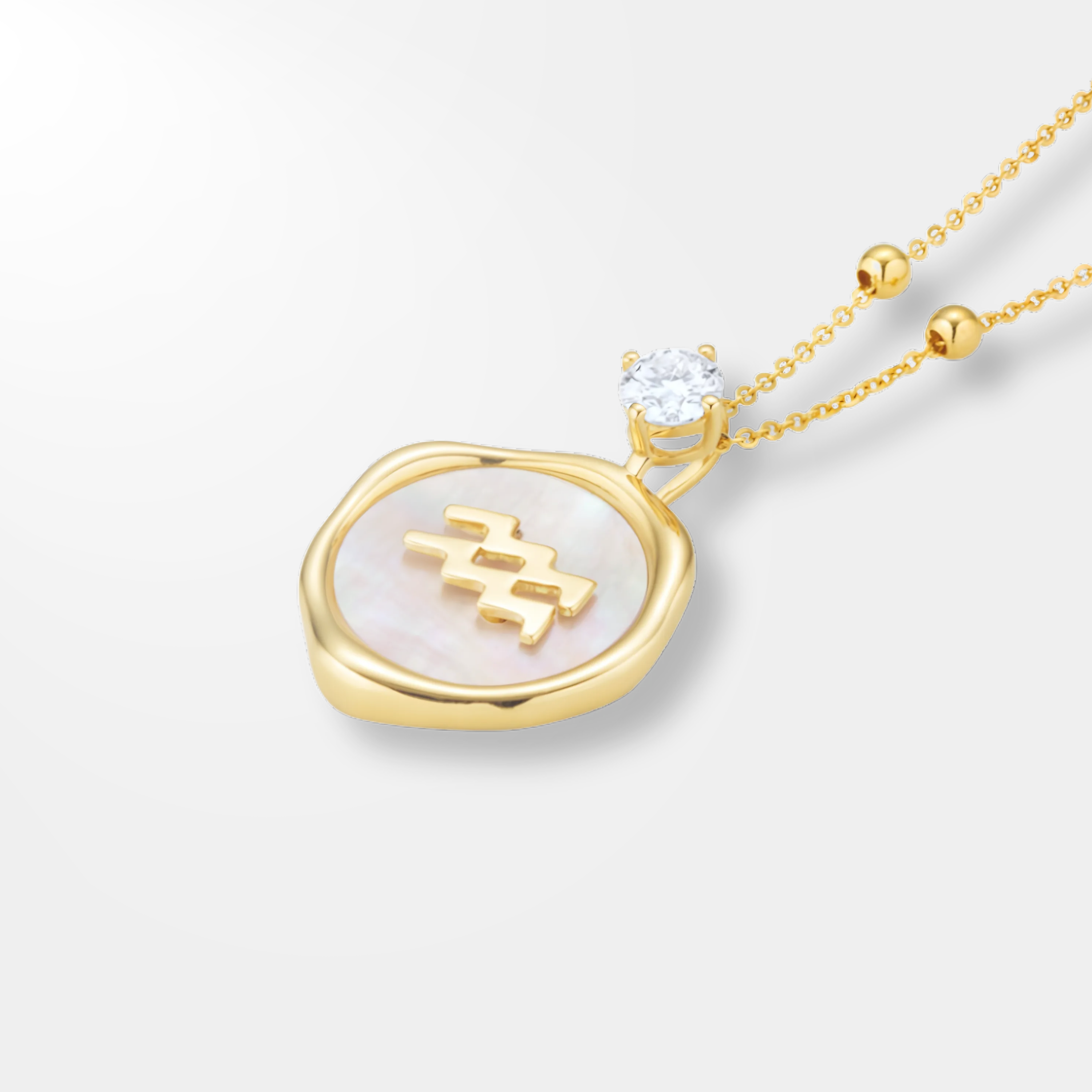 Aquarius Zodiac Pendant - 0.2 ct. Lab Grown Diamond Pendant in 18K Gold / 14K Gold / Gold Vermeil