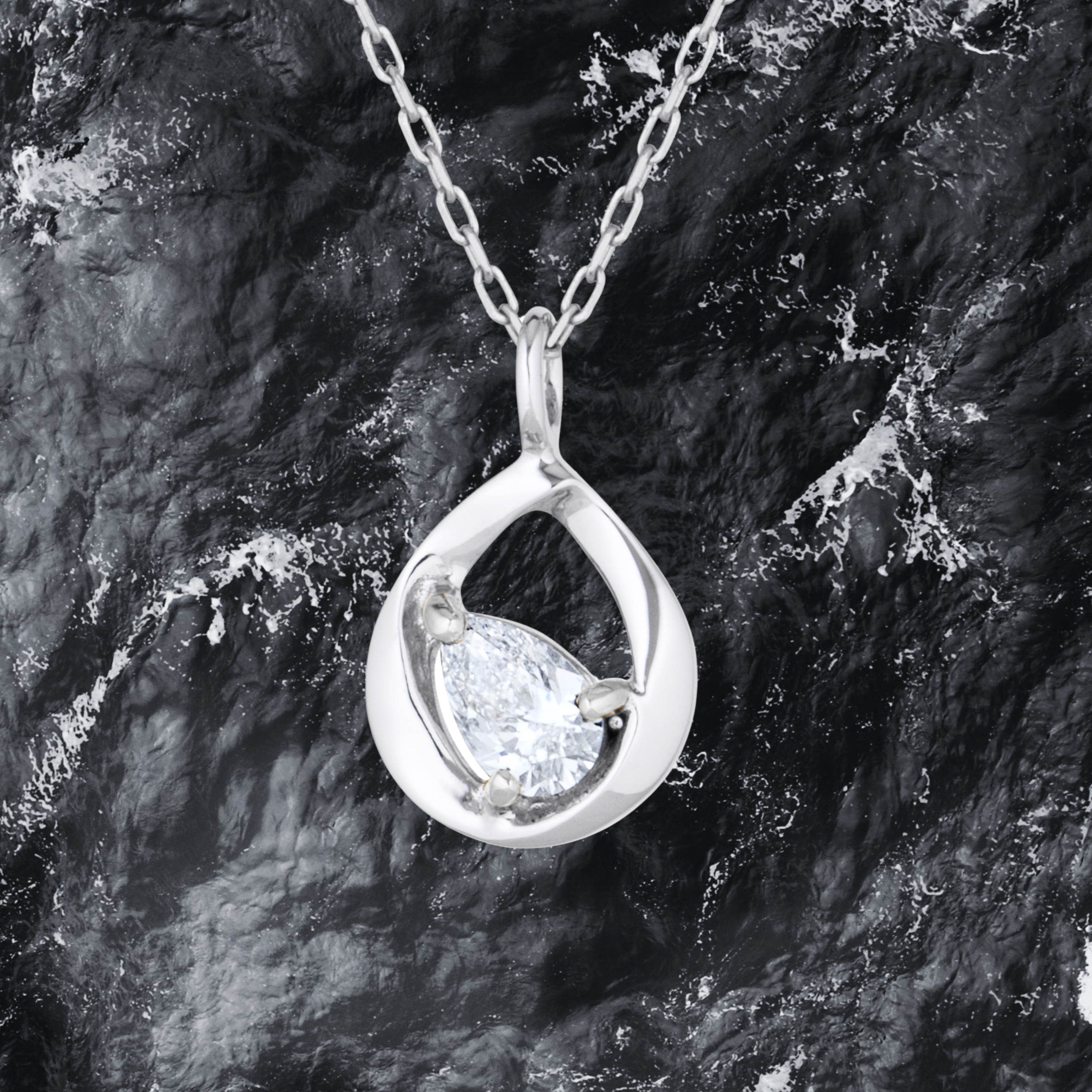 Lotus Petal - 0.3 ct. Lab Grown Diamond Pendant in 18K Gold / 14K Gold / Gold Vermeil, IGI Certified