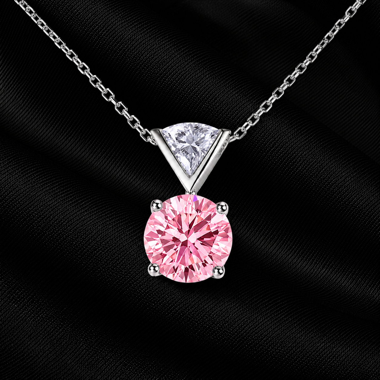 Pink Lab Grown Diamond Solitaire Pendant Necklace – IGI Certified – 18K Gold
