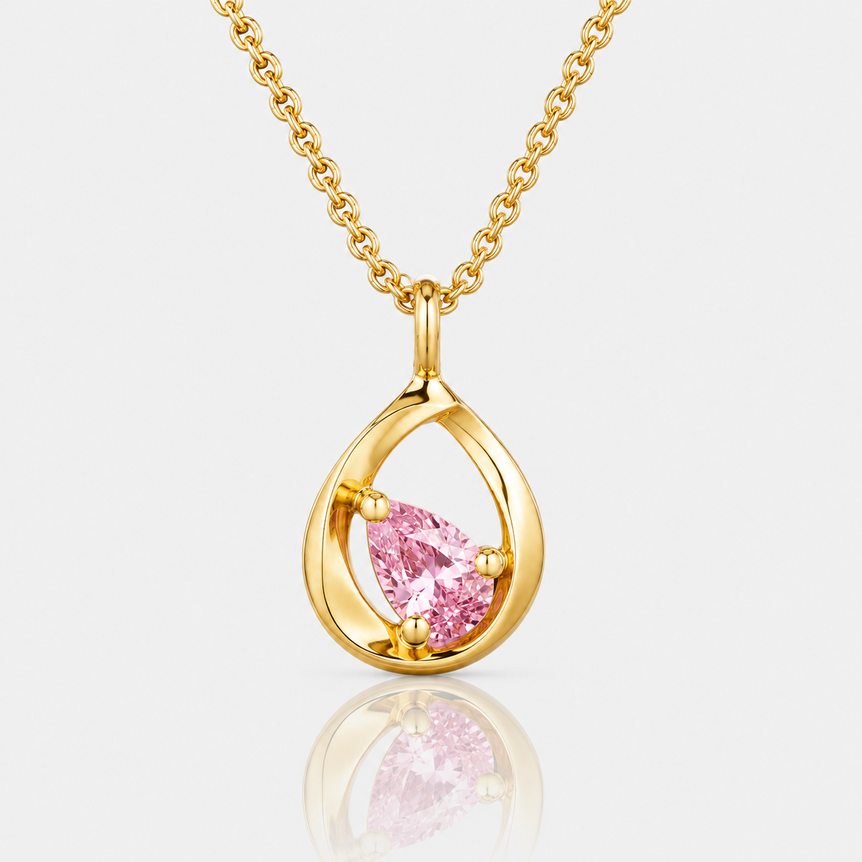 0.33 ct. Pink Diamond Solitaire Pendant Necklace in 18K Gold – IGI Certified | Lotus Petal Limited Edition