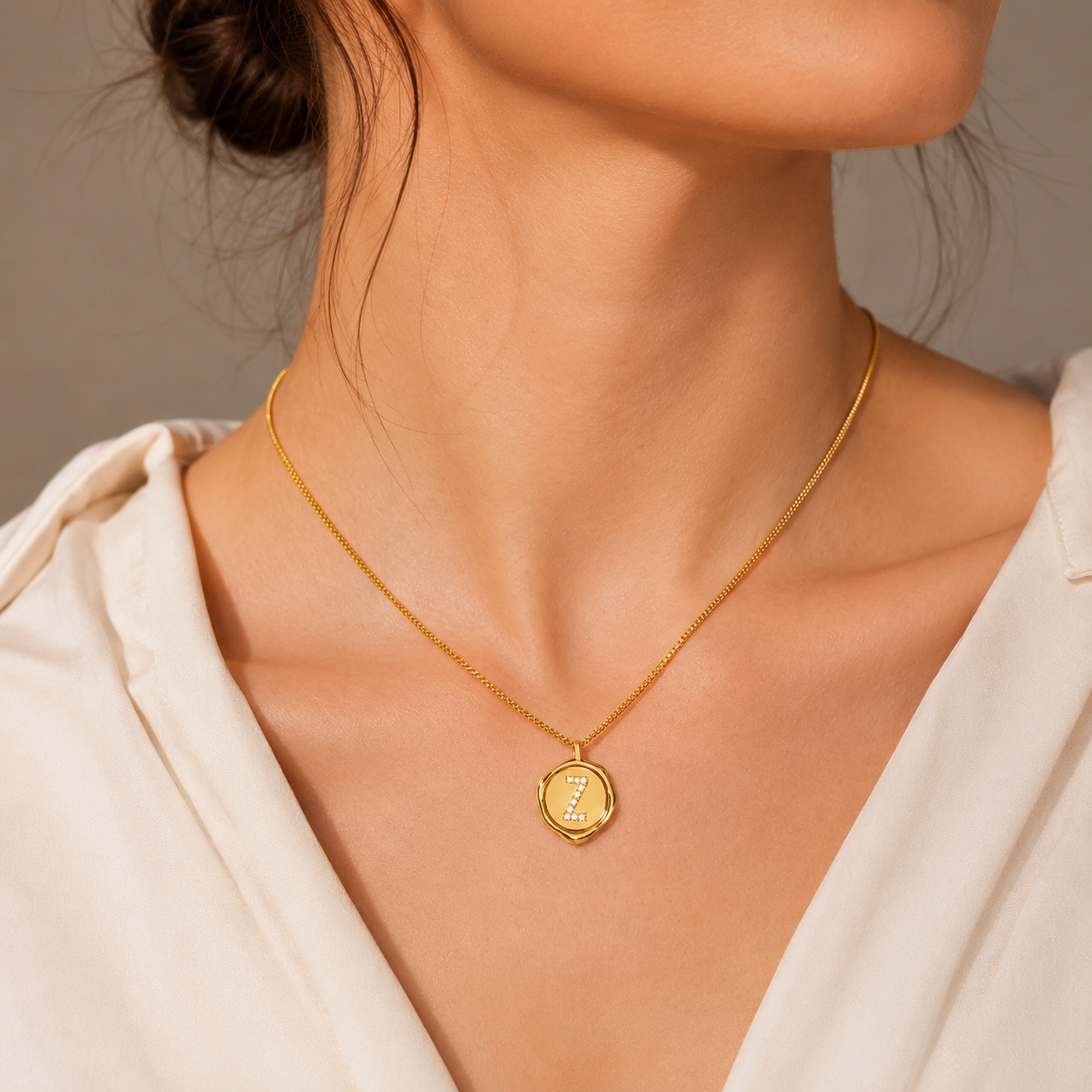 Z Initial Lab Grown Diamond Pendant Necklace in 14K or 18K Gold / Gold Vermeil