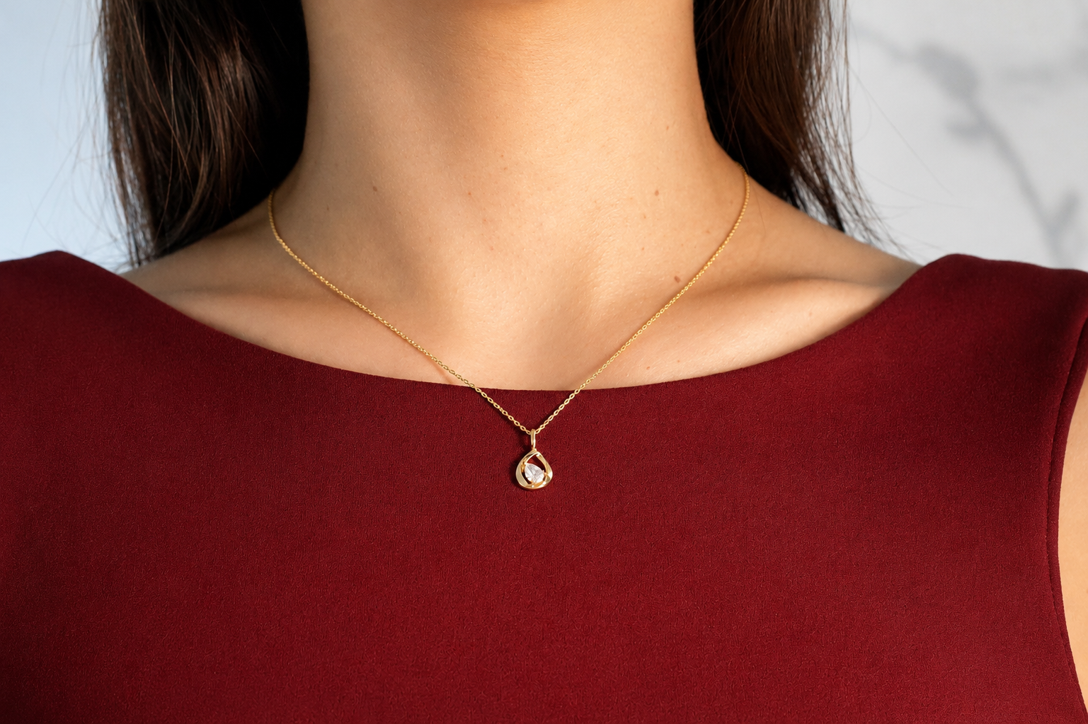 0.3 Carat IGI Certified Lab Grown Diamond Solitaire Pendant Necklace in 14K / 18K Gold / 925Silver | Lotus Petal