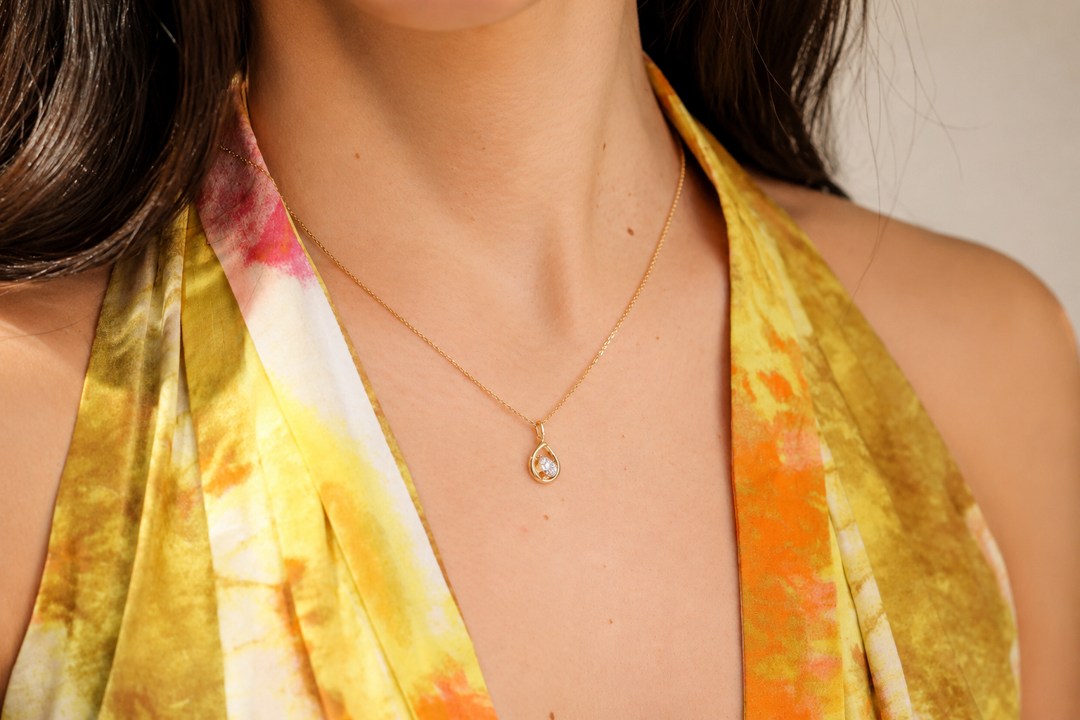 0.3 Carat IGI Certified Lab Grown Diamond Solitaire Pendant Necklace in 14K / 18K Gold / 925Silver | Lotus Petal