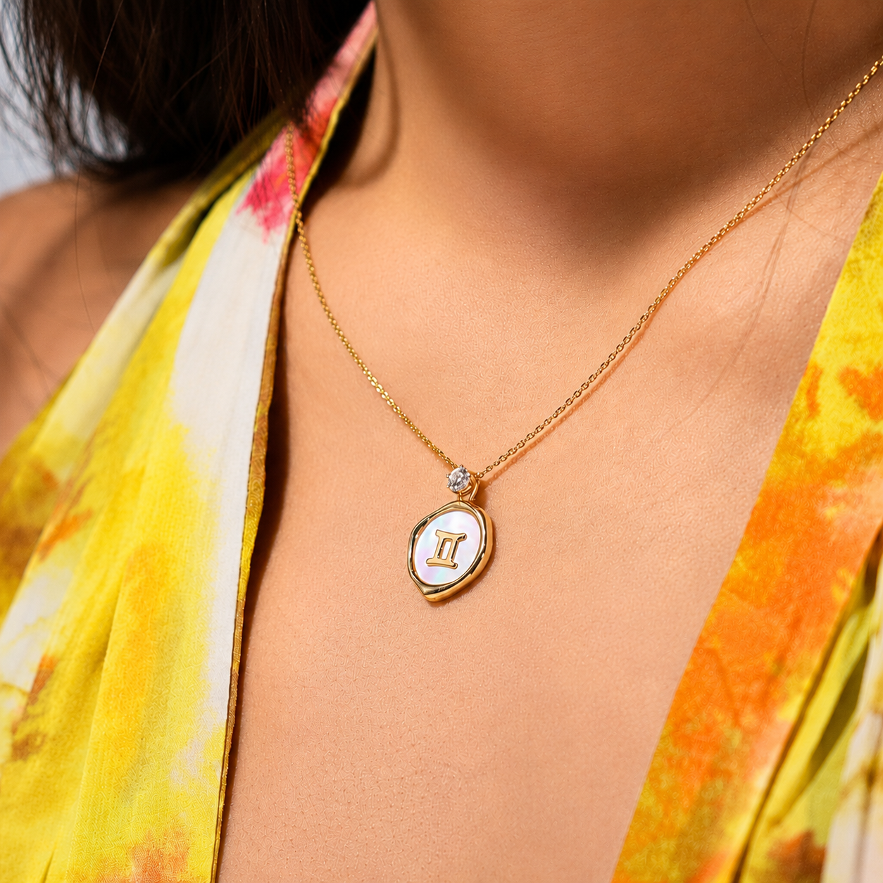 0.2 carat Lab Grown Diamond Aquarius Zodiac Pendant Necklace in 14K / 18K Gold or Gold Vermeil