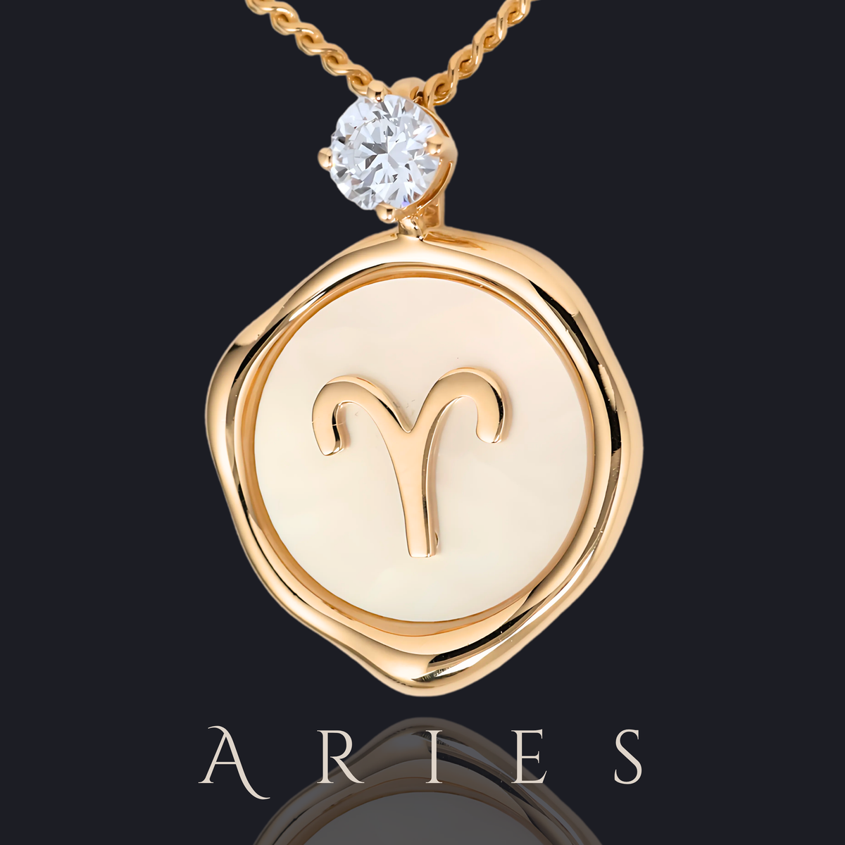 0.2 carat Lab Grown Diamond Aries Zodiac Pendant Necklace in 14K / 18K