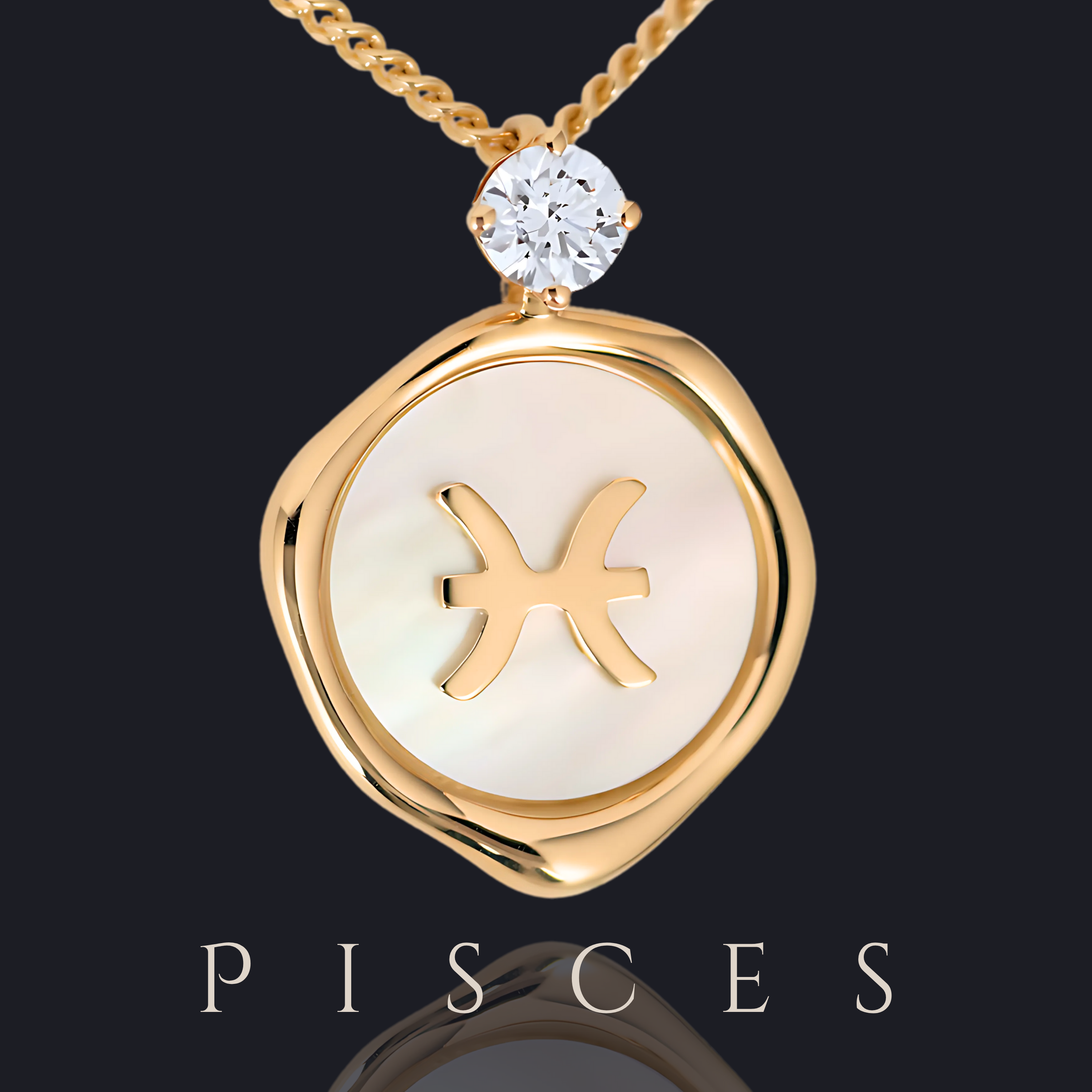 Pisces Zodiac Pendant - 0.2 ct. Lab Grown Diamond Pendant in 18K Gold / 14K Gold / Gold Vermeil