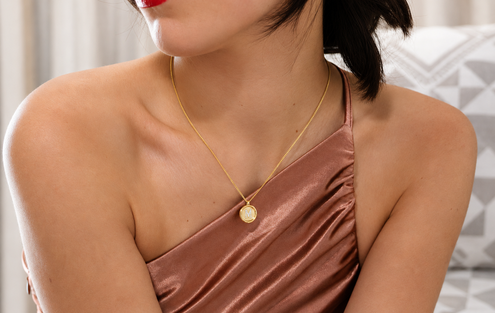 N Initial Lab Grown Diamond Pendant Necklace in 14K or 18K Gold / Gold Vermeil