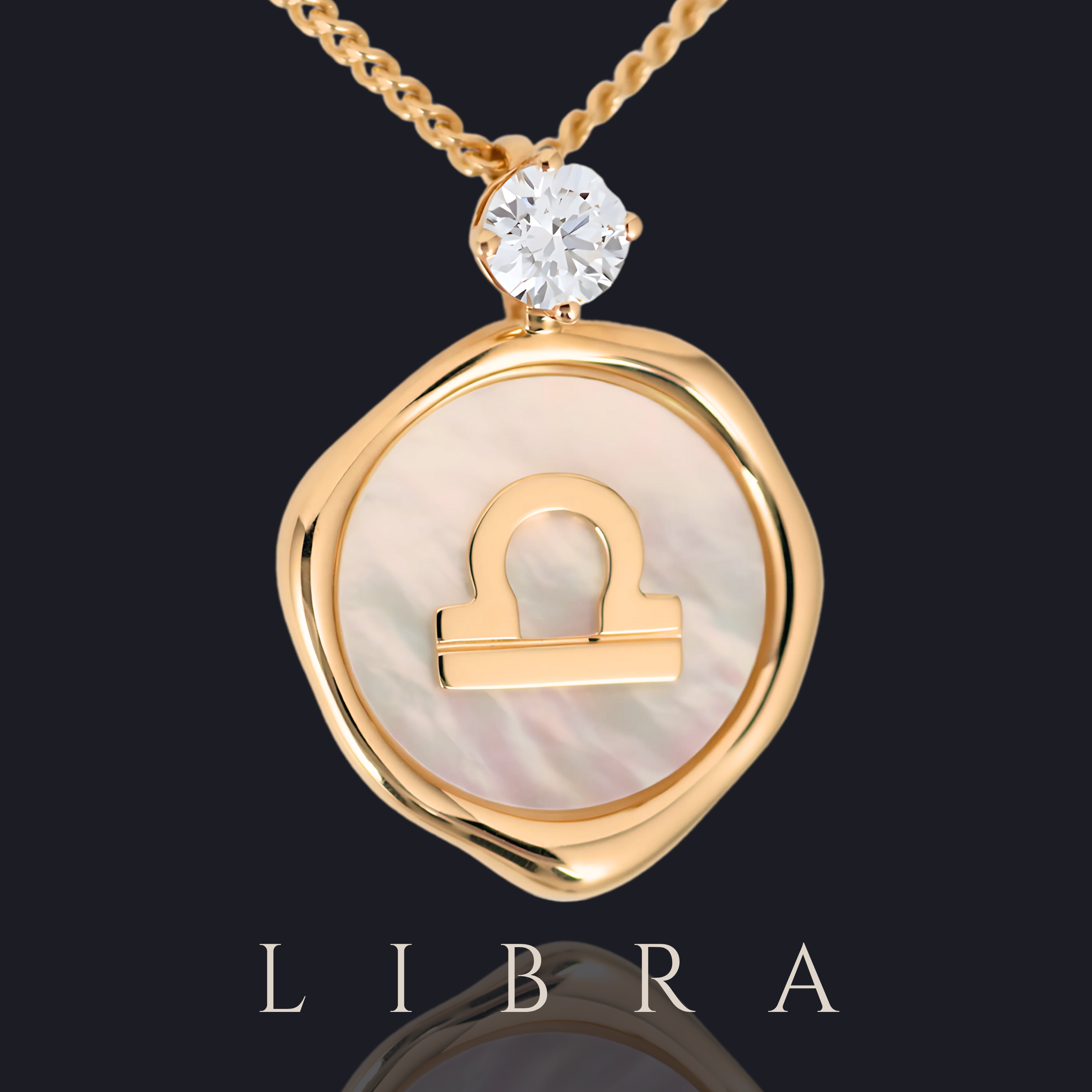 Libra Zodiac Pendant - 0.2 ct. Lab Grown Diamond Pendant in 18K Gold / 14K Gold / Gold Vermeil