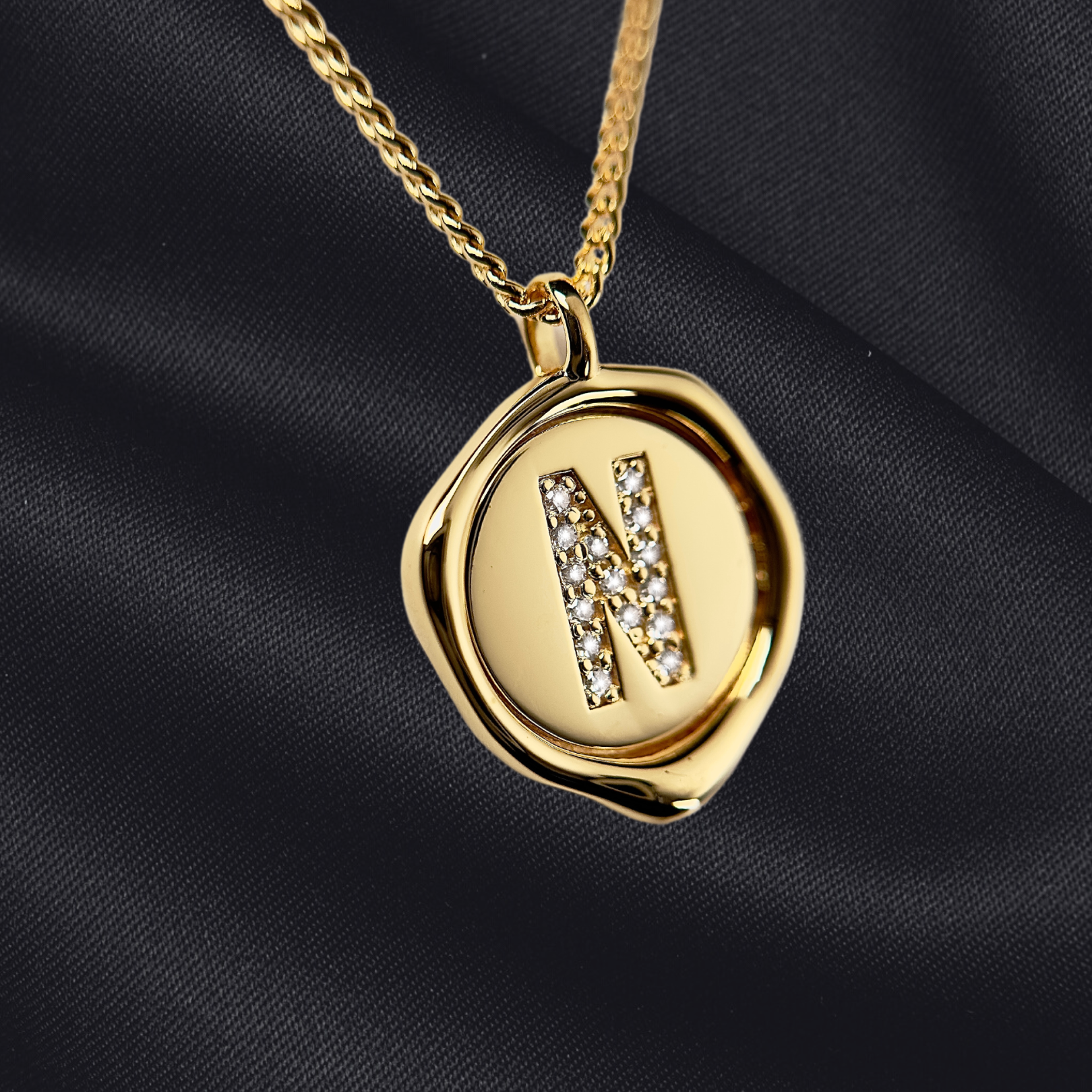 N Letter Pendant - Lab Grown Diamond Pendant in 14K Gold/18k Gold/925 Silver