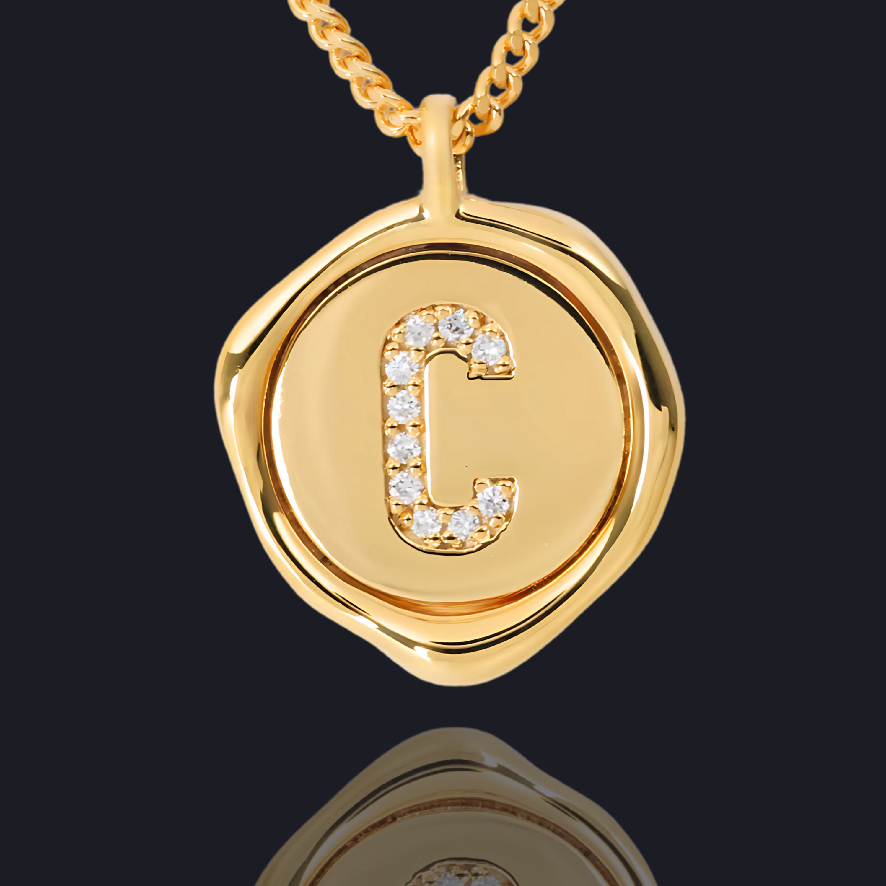 C Letter Pendant - Lab Grown Diamond Pendant in 18K Gold / 14K Gold / Gold Vermeil