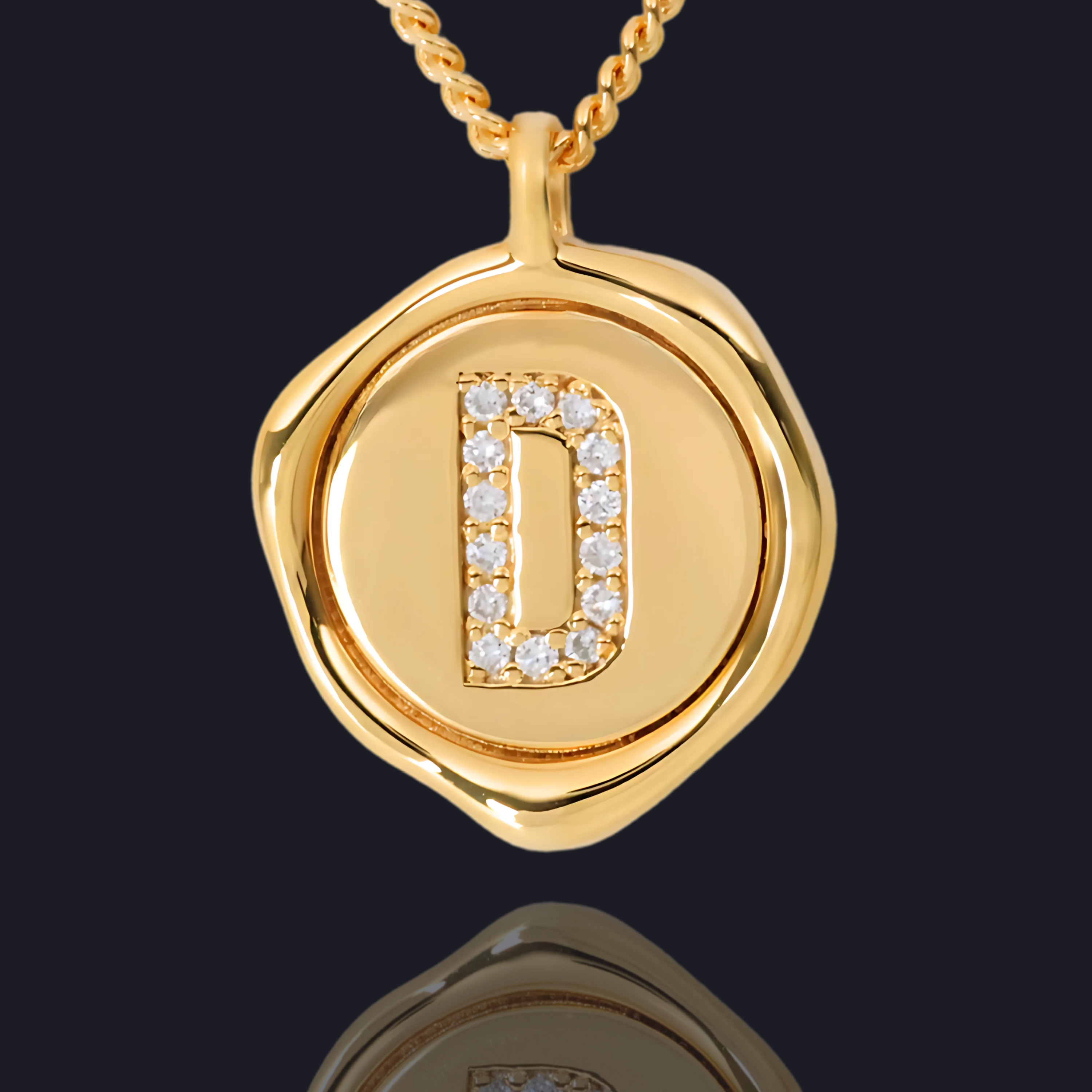 D Letter Pendant - Lab Grown Diamond Pendant in 18K Gold / 14K Gold / Gold Vermeil