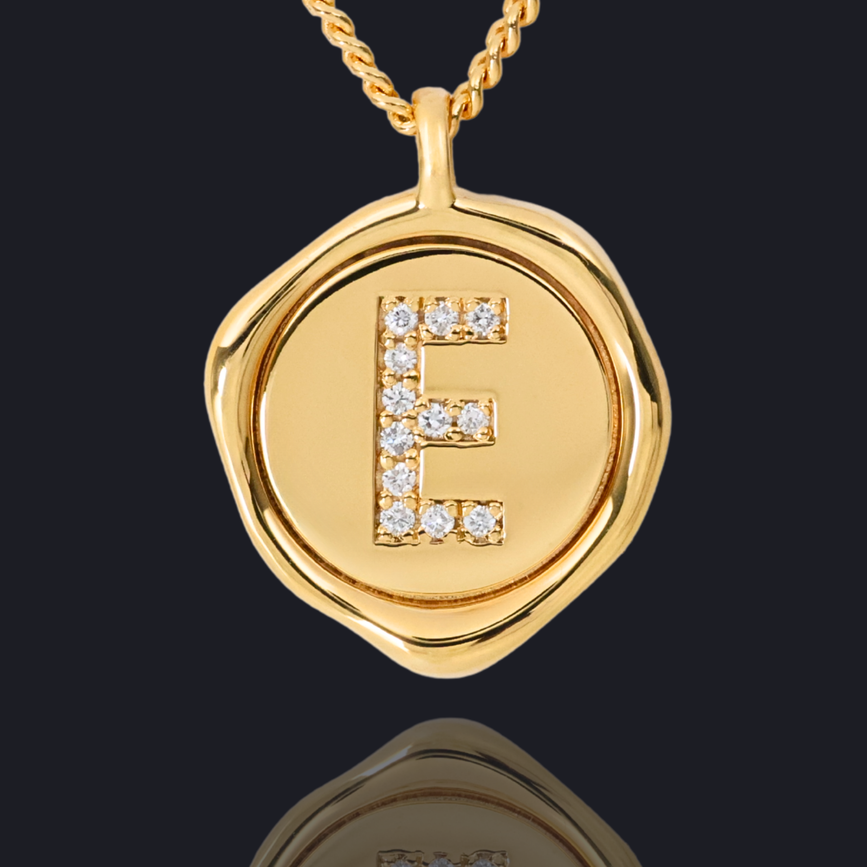 E Letter Pendant - Lab Grown Diamond Pendant in 18K Gold / 14K Gold / Gold Vermeil