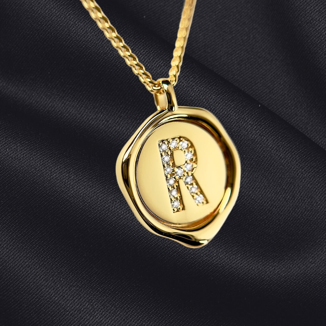 R Letter Pendant - Lab Grown Diamond Pendant in 14K Gold/18k Gold/925 Silver