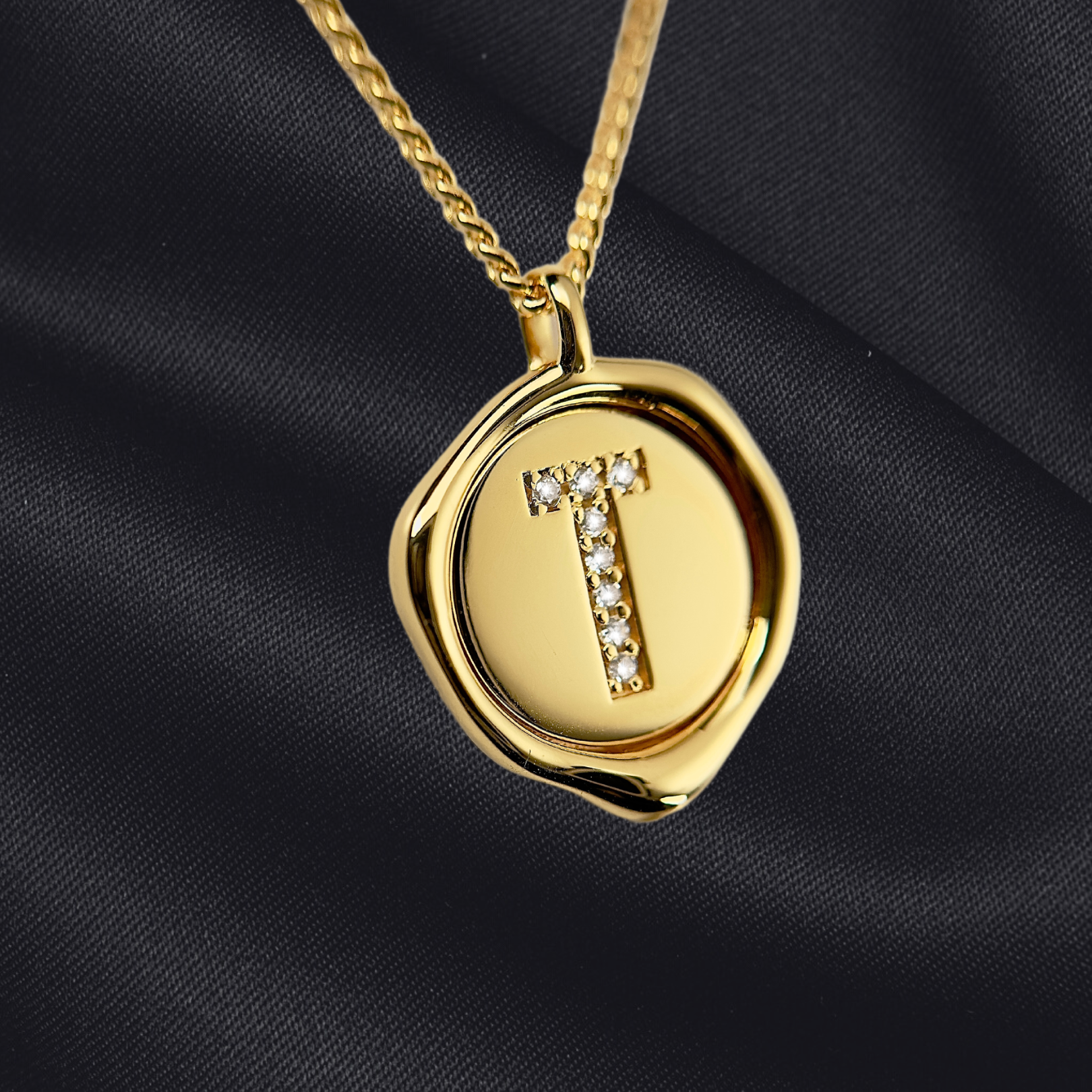 T Letter Pendant - Lab Grown Diamond Pendant in 14K Gold/18k Gold/925 Silver