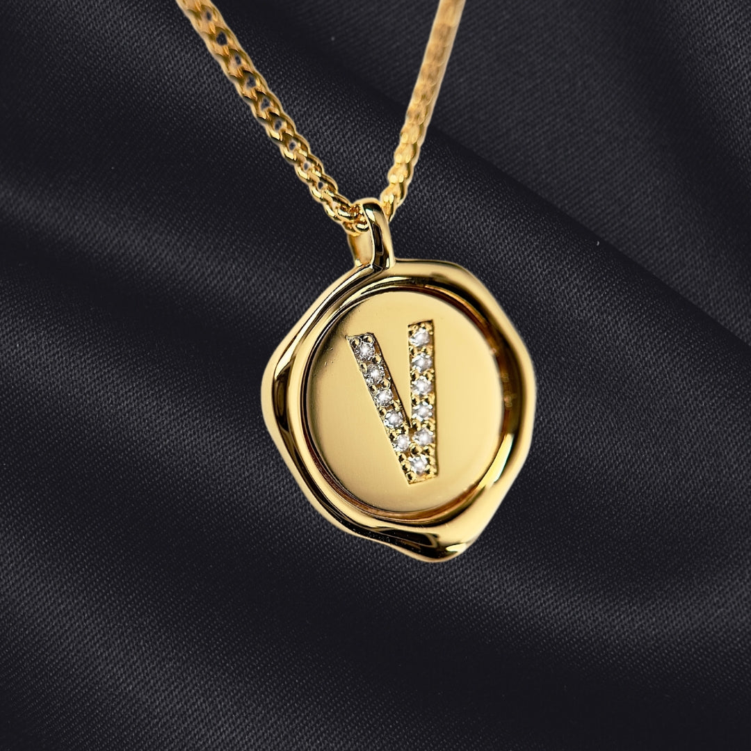 V Letter Pendant - Lab Grown Diamond Pendant in 14K Gold/18k Gold/925 Silver