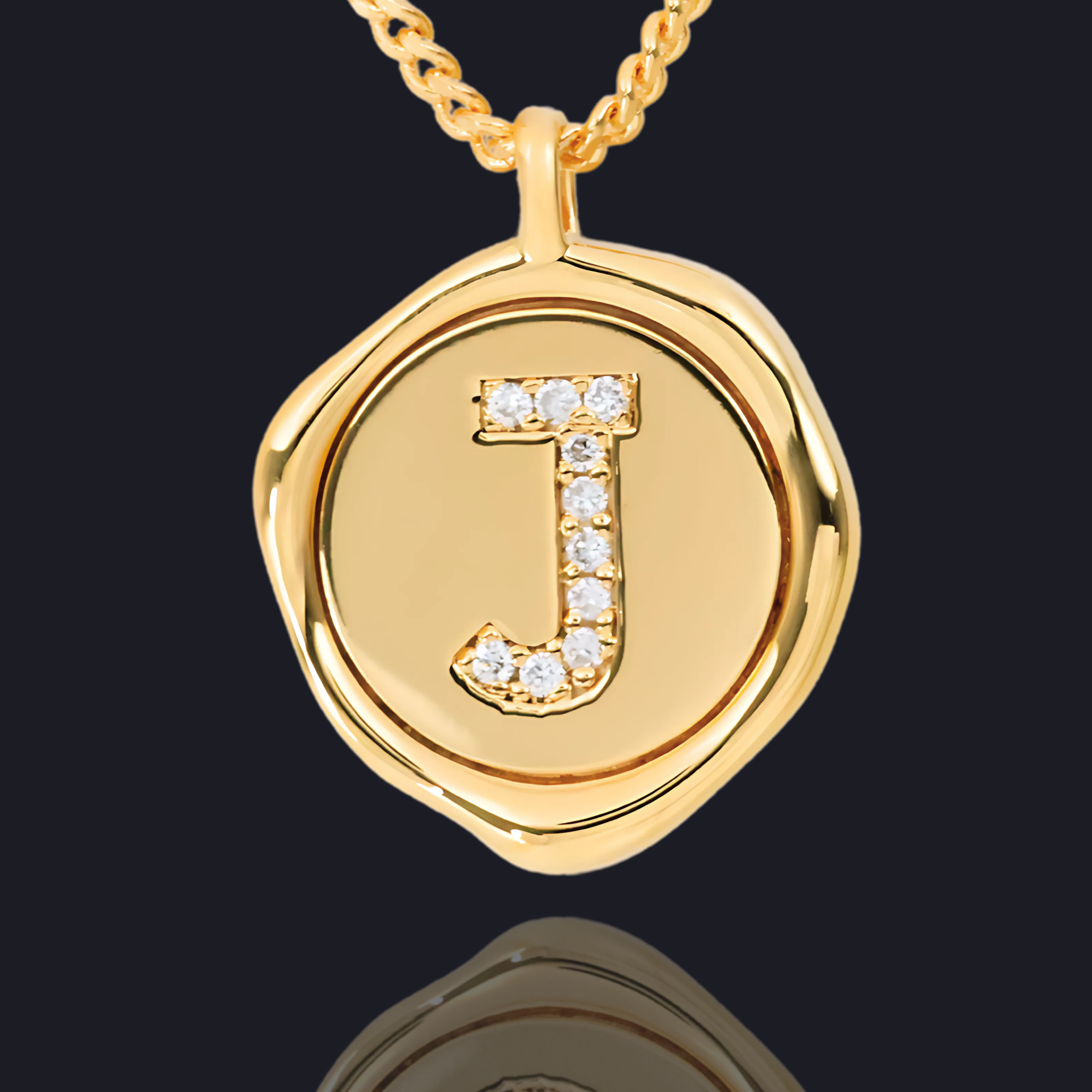J Letter Pendant - Lab Grown Diamond Pendant in 18K Gold / 14K Gold / Gold Vermeil