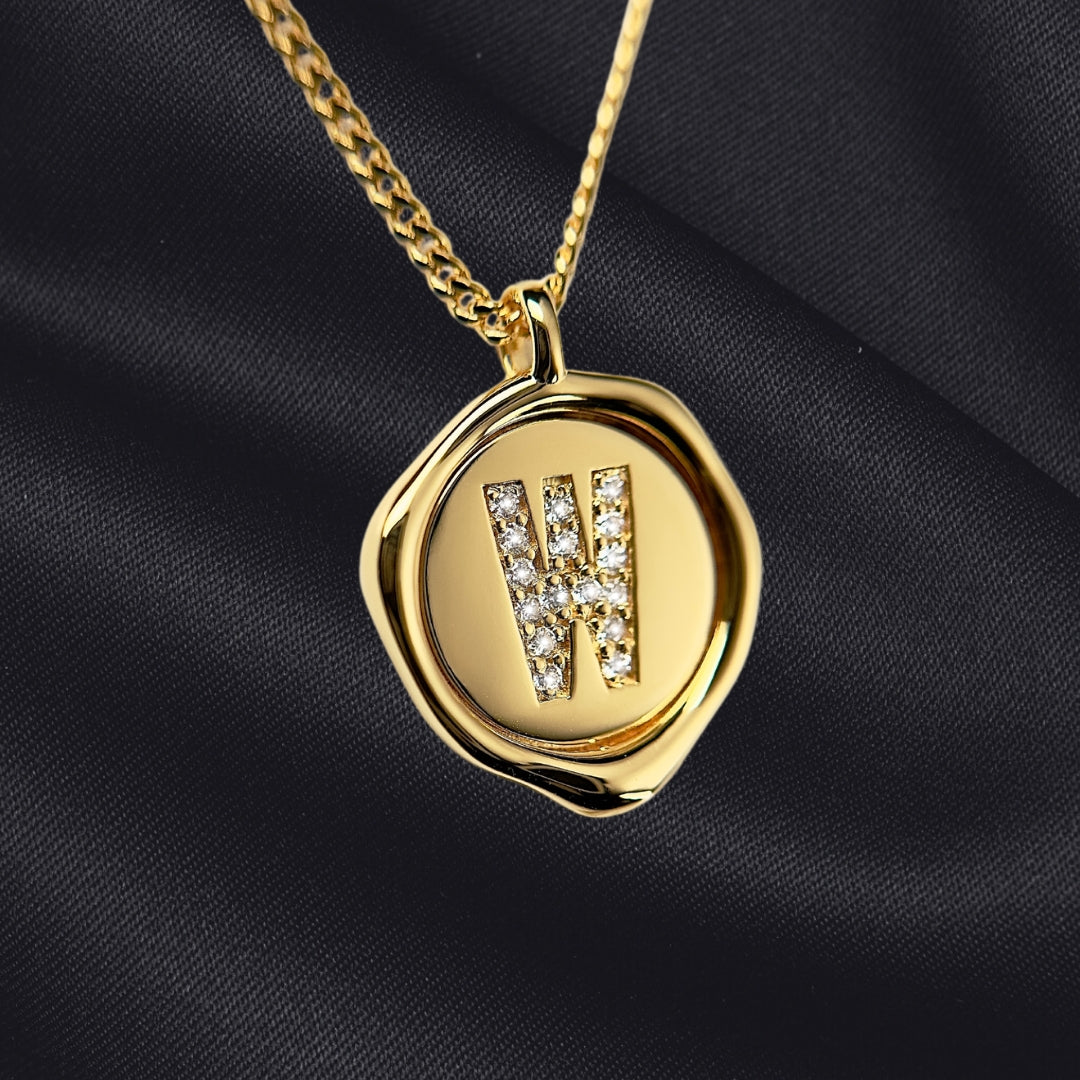W Letter Pendant - Lab Grown Diamond Pendant in 14K Gold/18k Gold/925 Silver