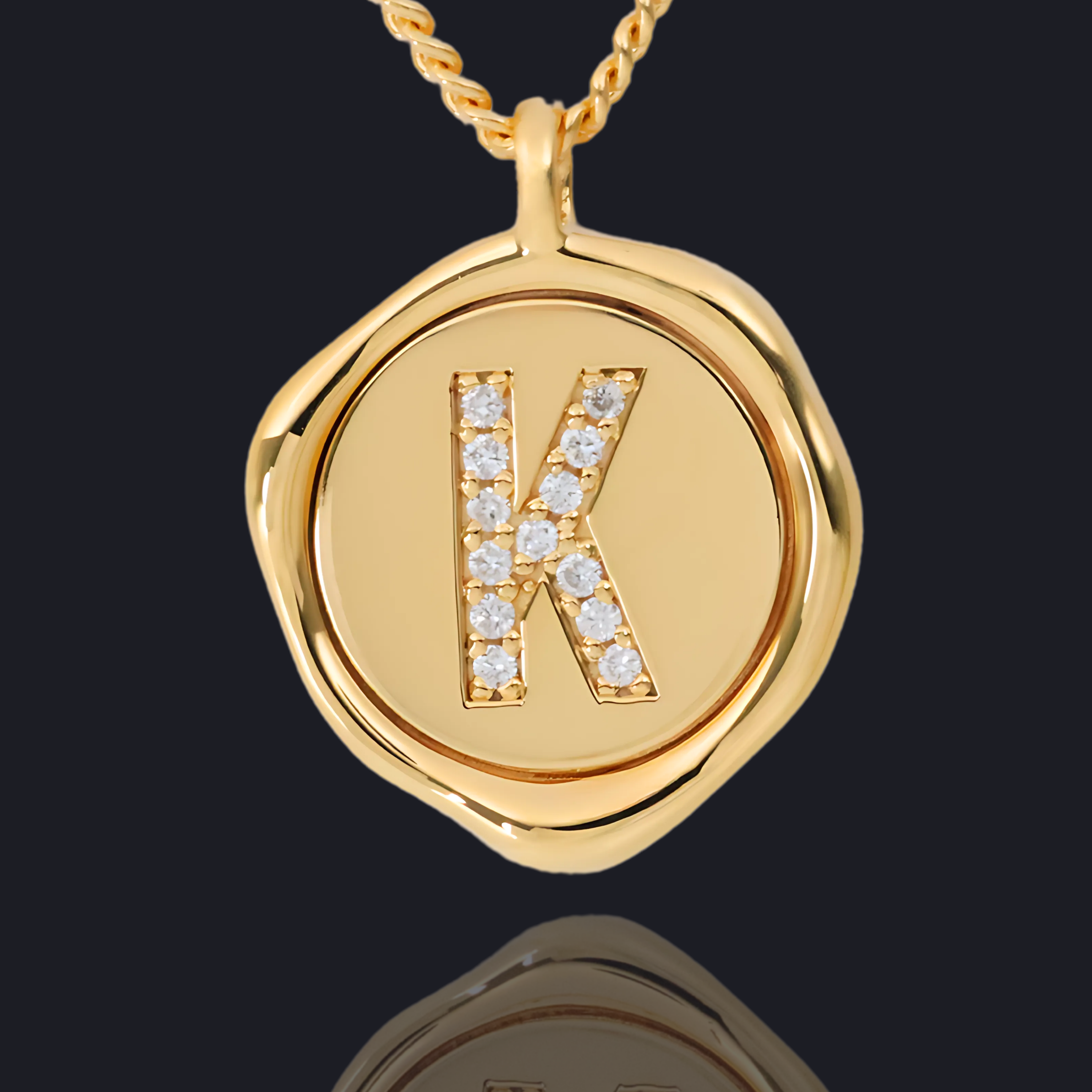 K Letter Pendant - Lab Grown Diamond Pendant in 18K Gold / 14K Gold / Gold Vermeil