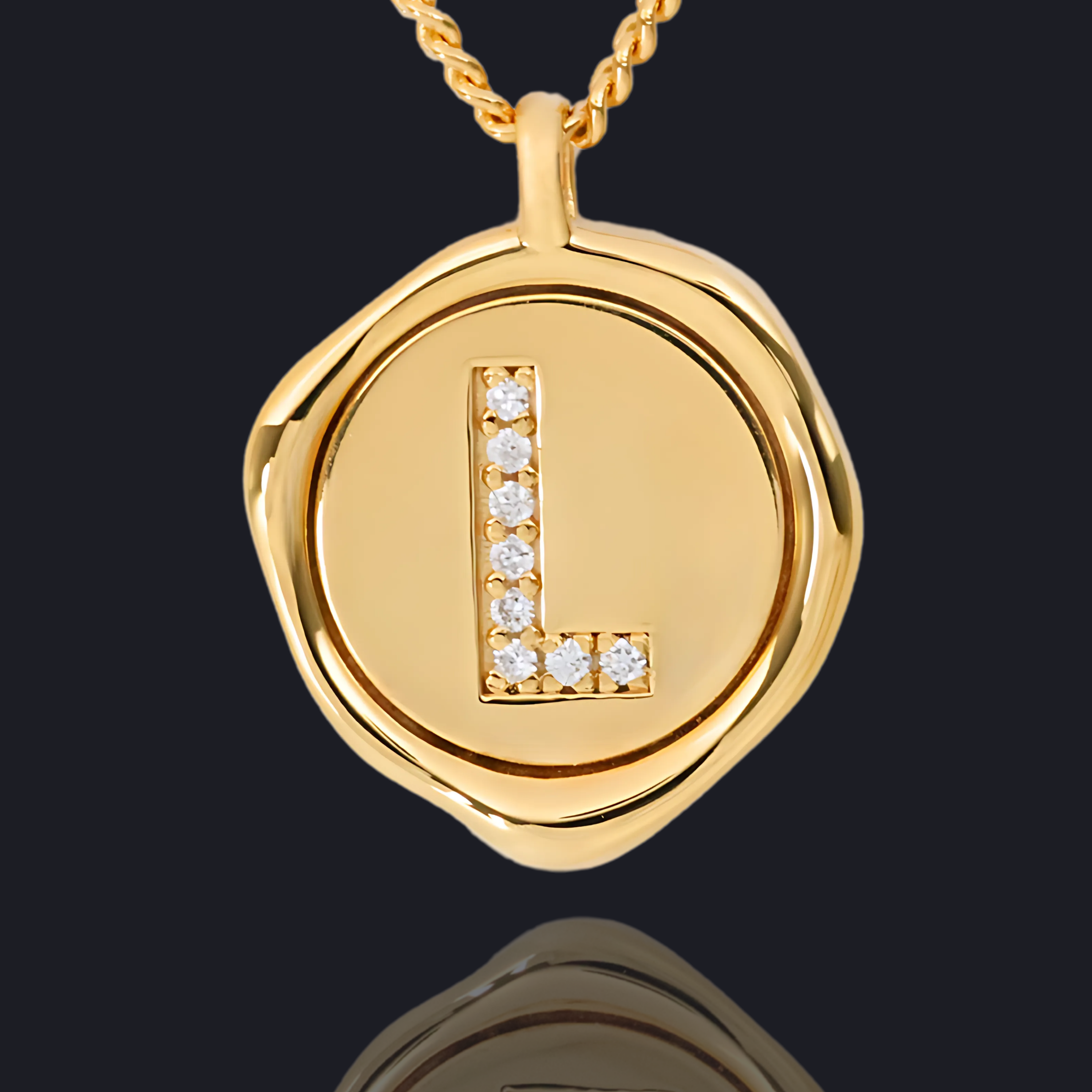L Letter Pendant - Lab Grown Diamond Pendant in 18K Gold / 14K Gold / Gold Vermeil