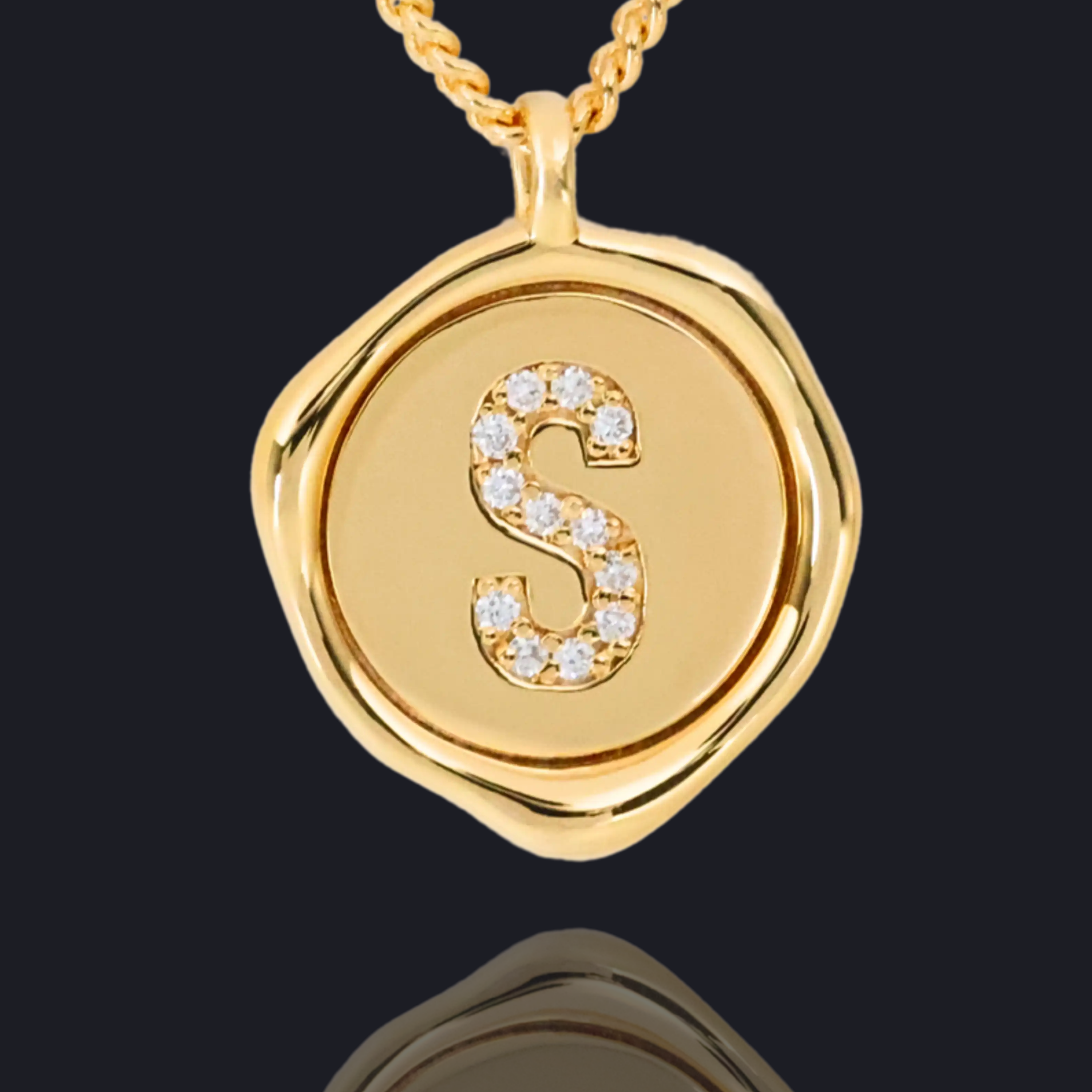 S Letter Pendant - Lab Grown Diamond Pendant in 18K Gold / 14K Gold / Gold Vermeil