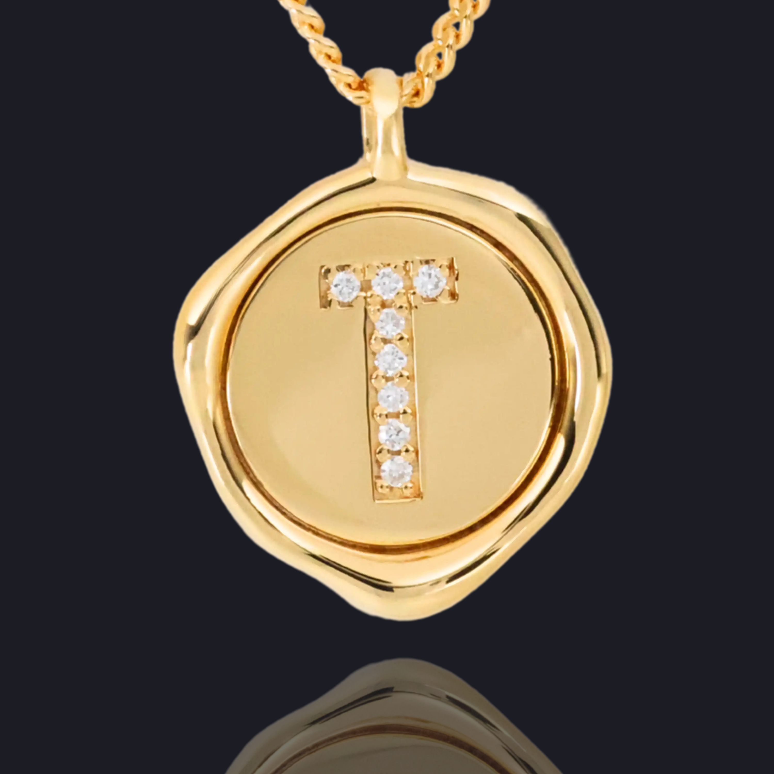T Letter Pendant - Lab Grown Diamond Pendant in 18K Gold / 14K Gold / Gold Vermeil