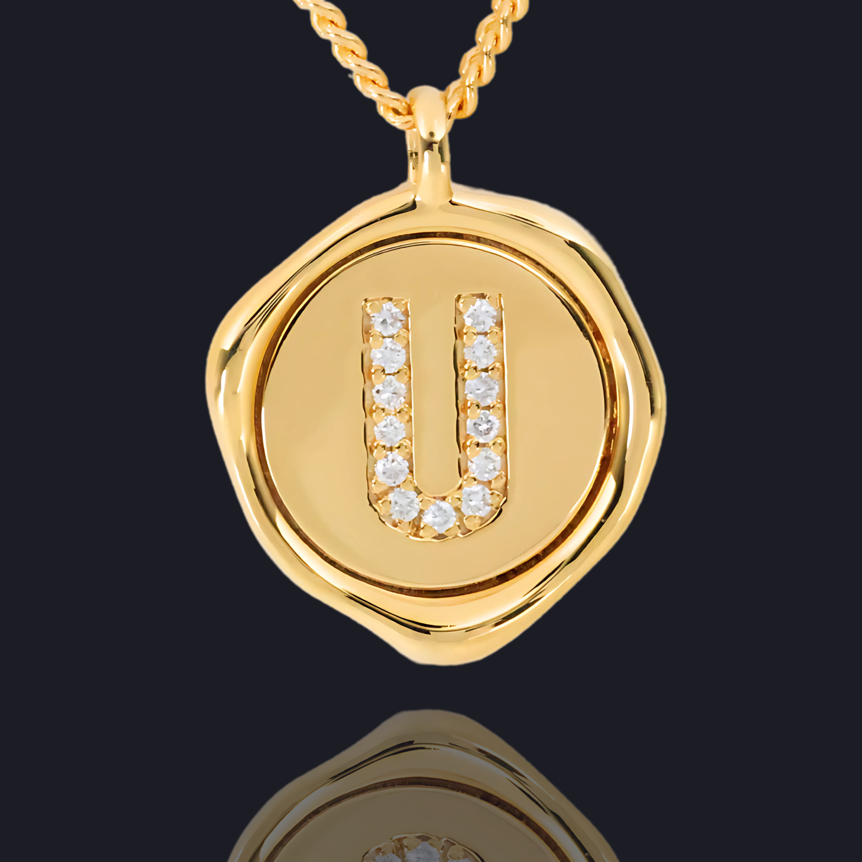 U Letter Pendant - Lab Grown Diamond Pendant in 18K Gold / 14K Gold / Gold Vermeil