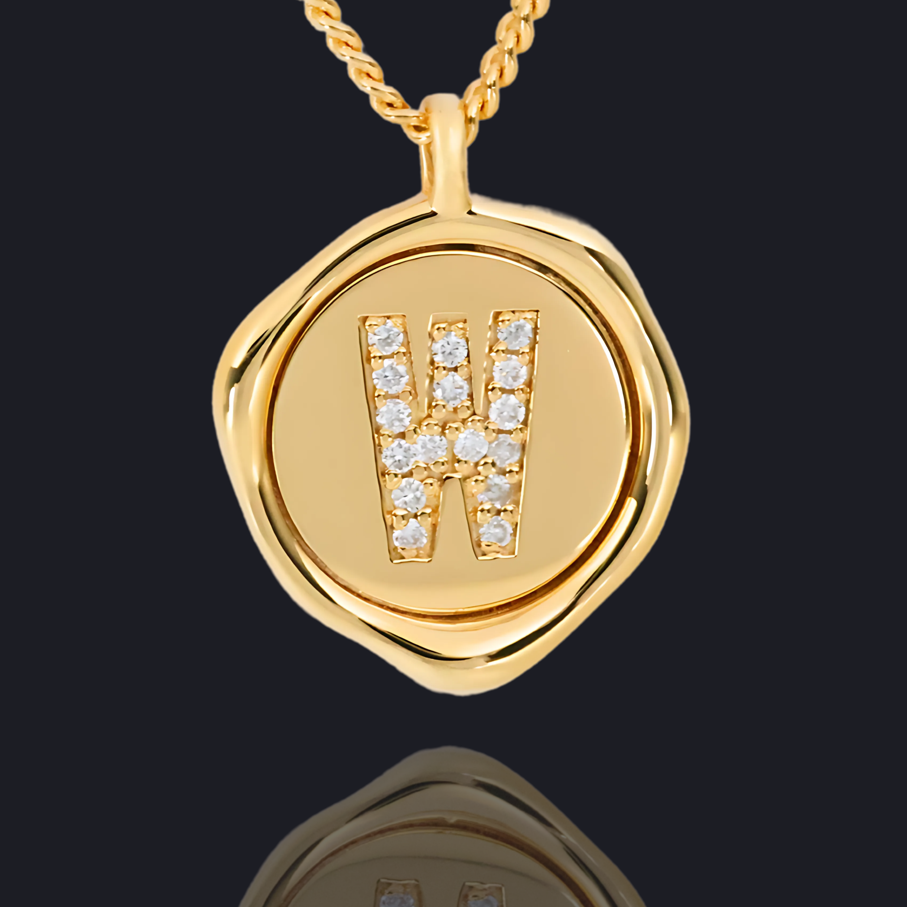 W Letter Pendant - Lab Grown Diamond Pendant in 18K Gold / 14K Gold / Gold Vermeil