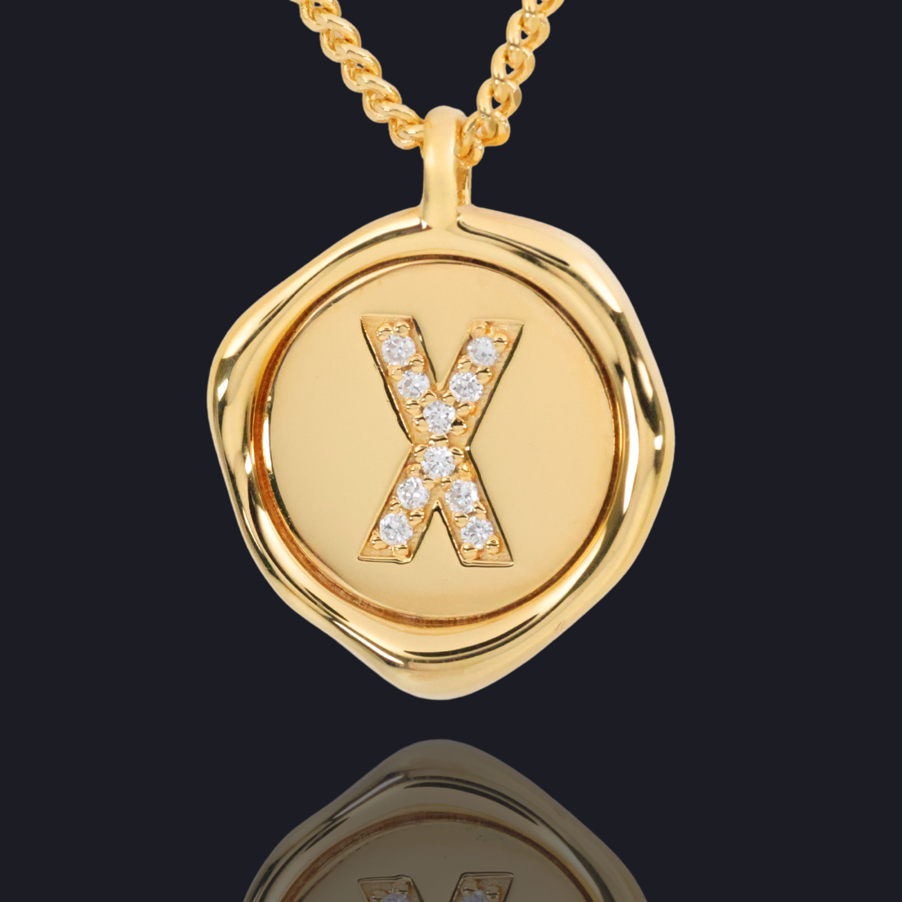 X Letter Pendant - Lab Grown Diamond Pendant in 18K Gold / 14K Gold / Gold Vermeil