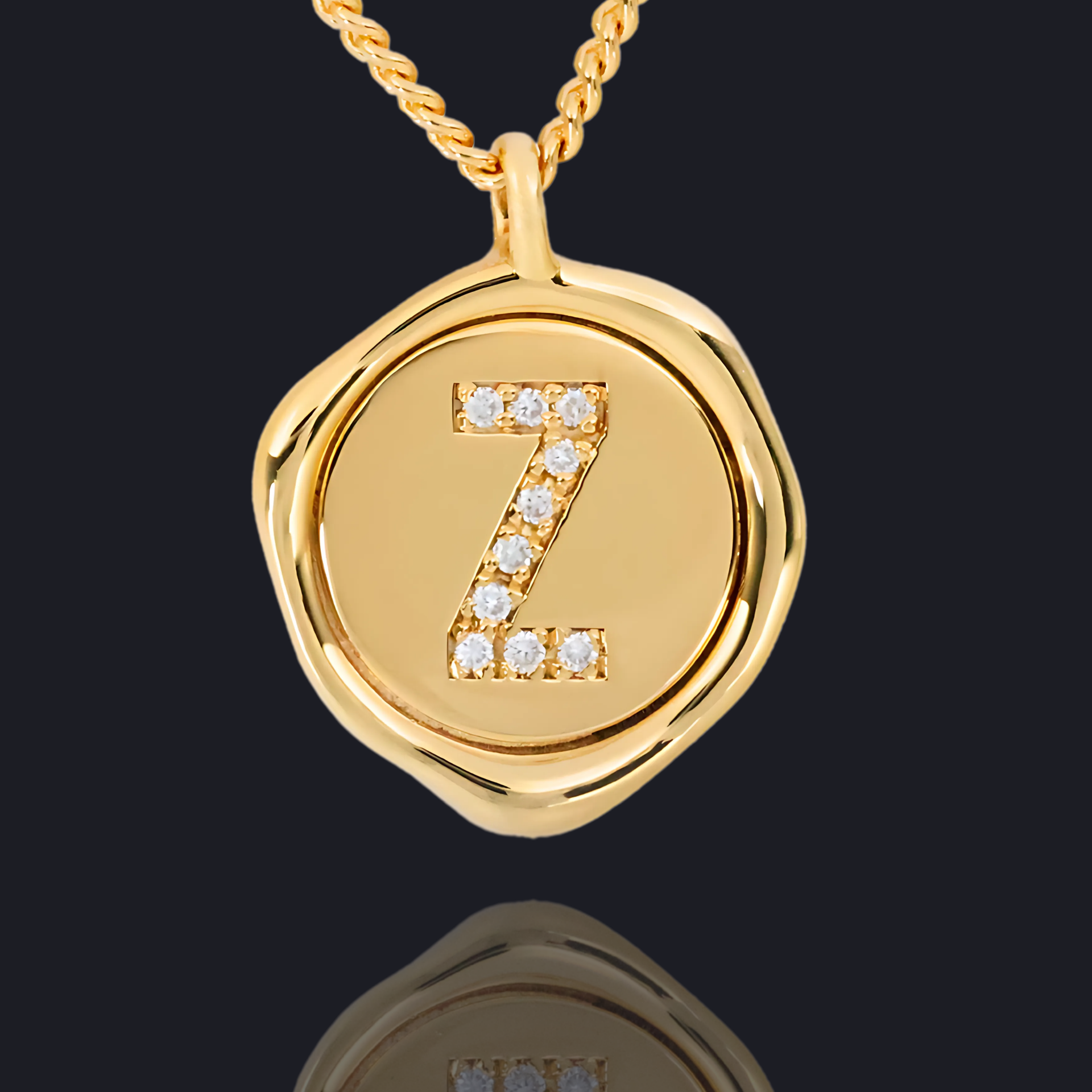 その他 18k Gold Pendant Z Initial Lab Grown Diamond Pendant Necklace in 14K or 18K Gold / Gold