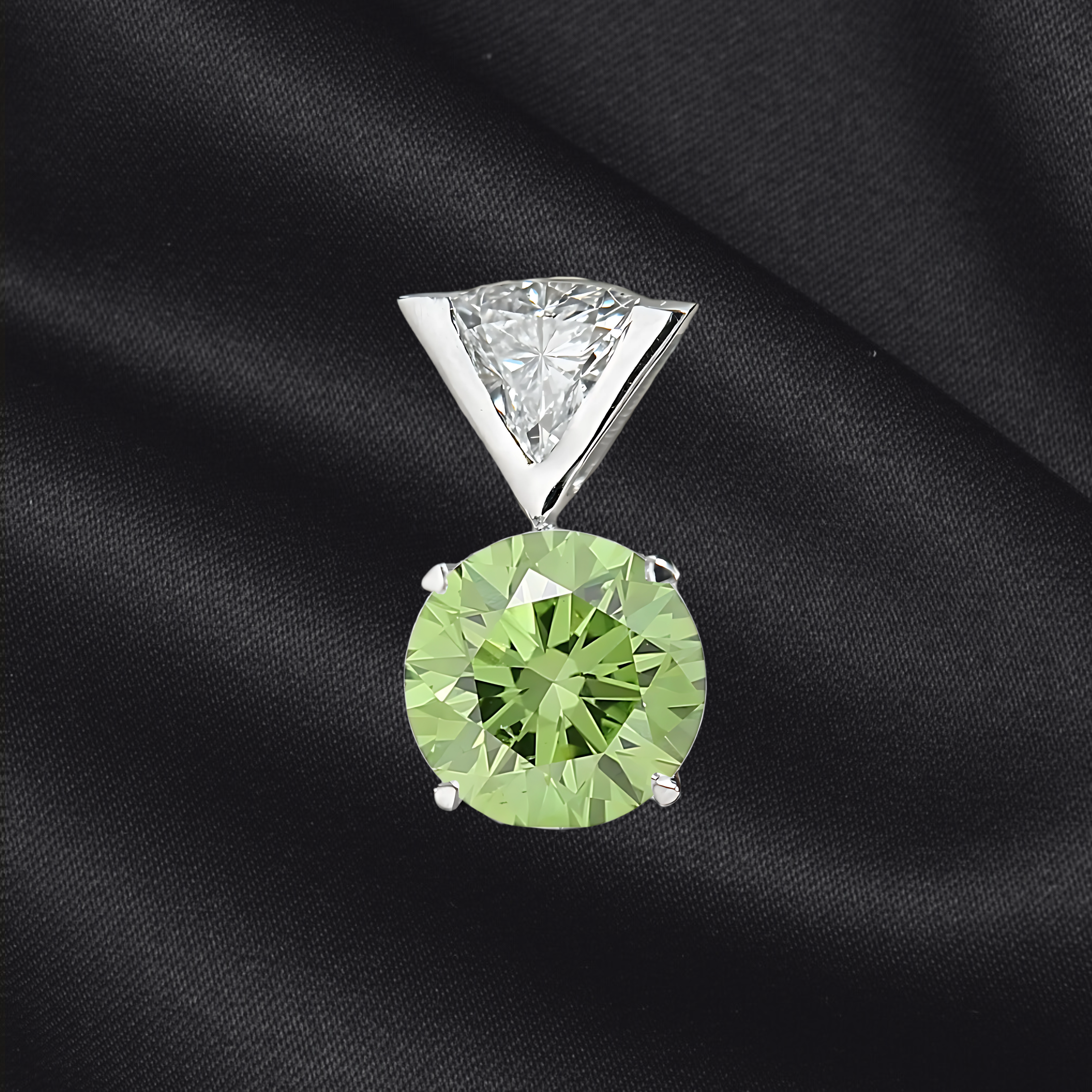 Not Just A Solitaire, Vivid Green Lab Grown Diamond Solitaire Pendant in 18k Gold, IGI Certified