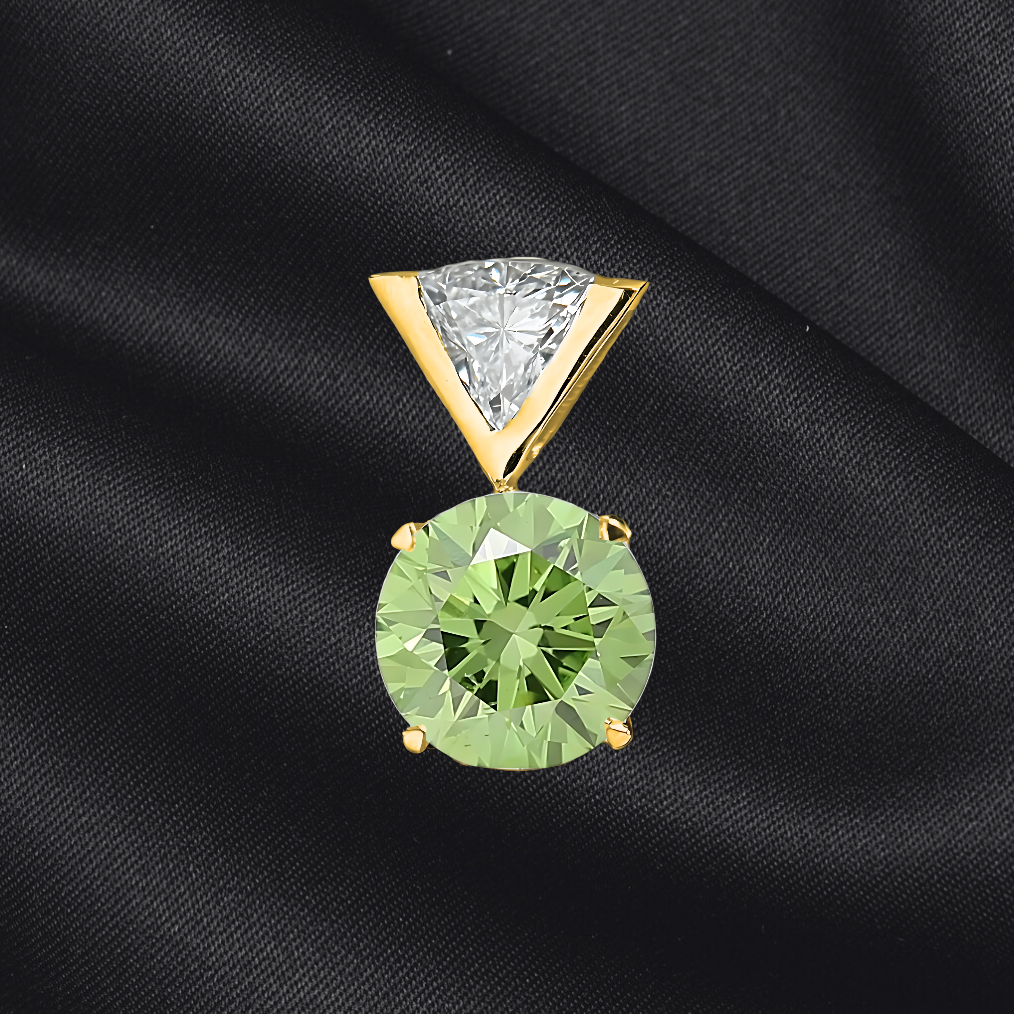 Not Just A Solitaire, Vivid Green Lab Grown Diamond Solitaire Pendant in 18k Gold, IGI Certified