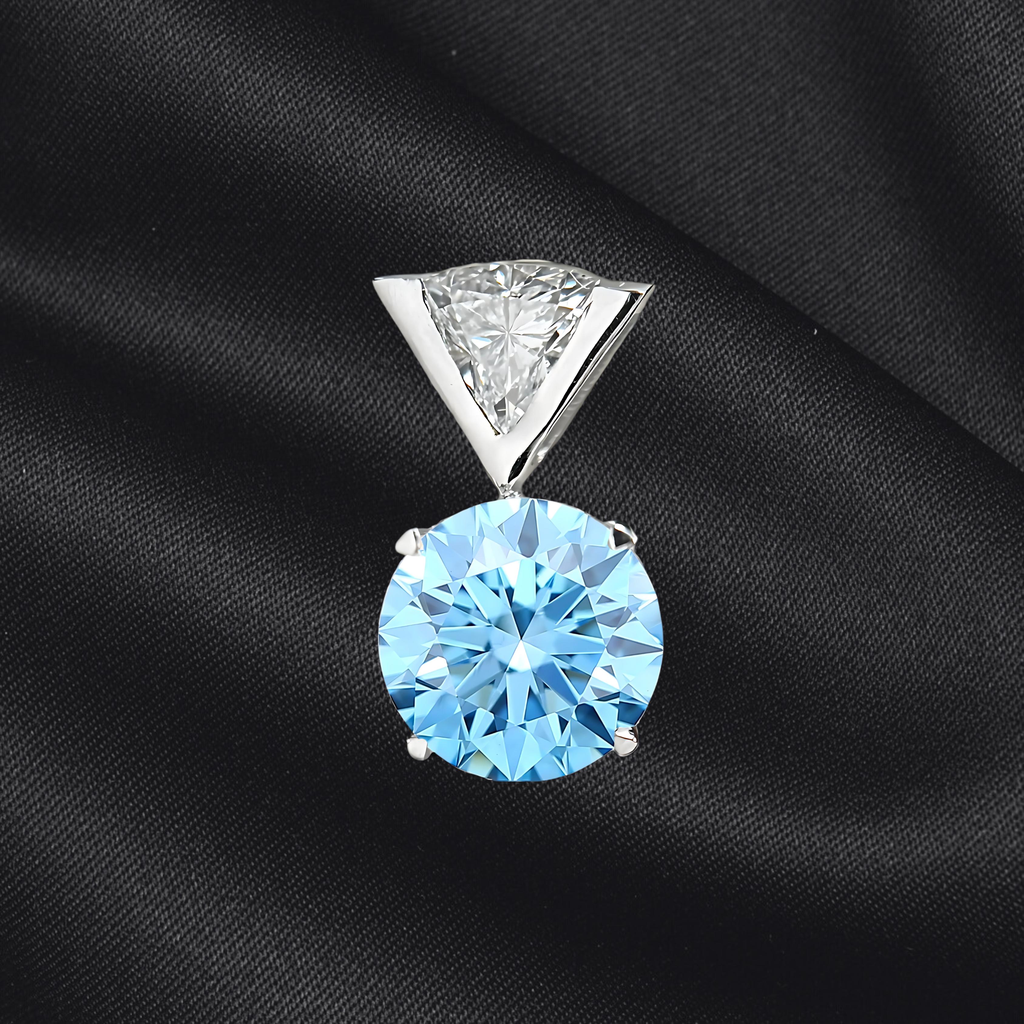 Not Just A Solitaire, Vivid Blue Lab Grown Diamond Solitaire Pendant in 18k Gold, IGI Certified