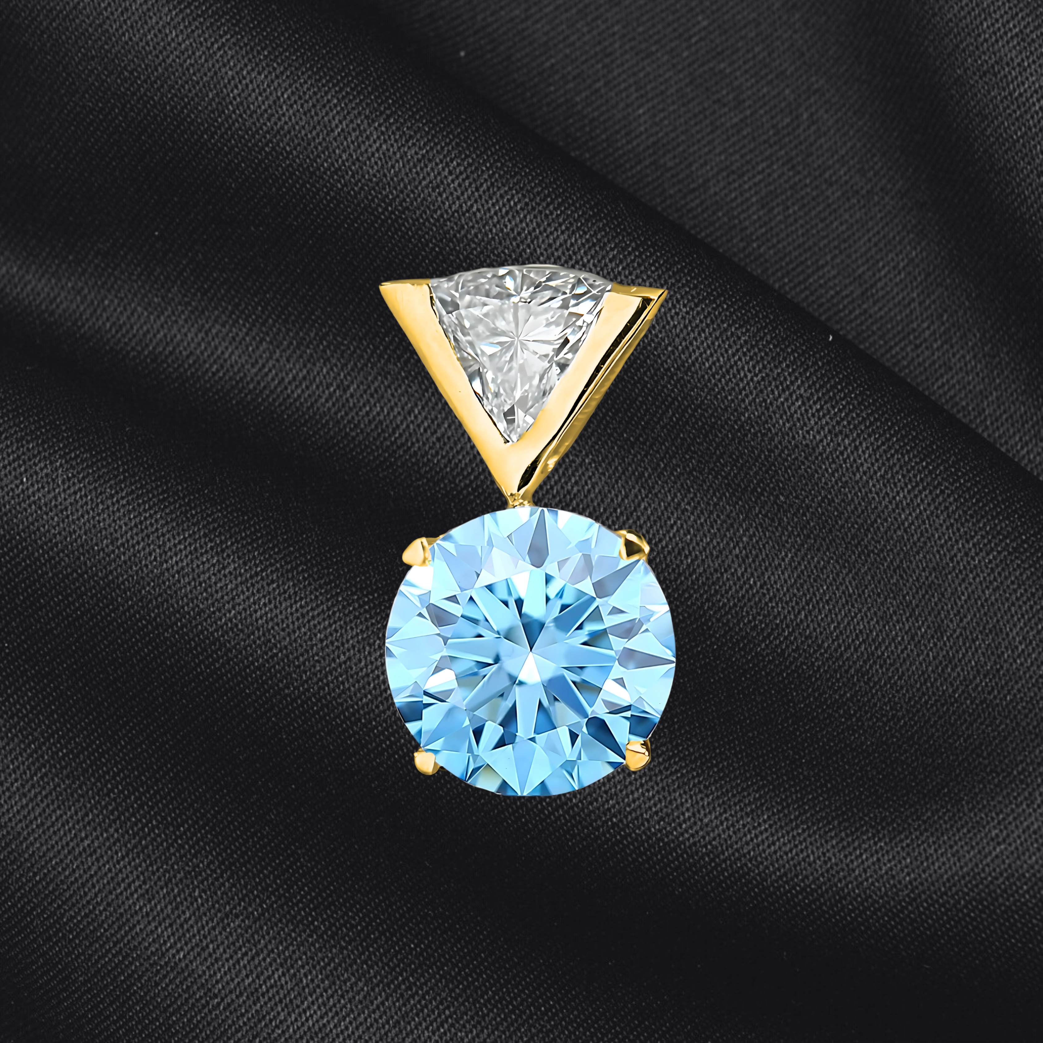 Not Just A Solitaire, Vivid Blue Lab Grown Diamond Solitaire Pendant in 18k Gold, IGI Certified