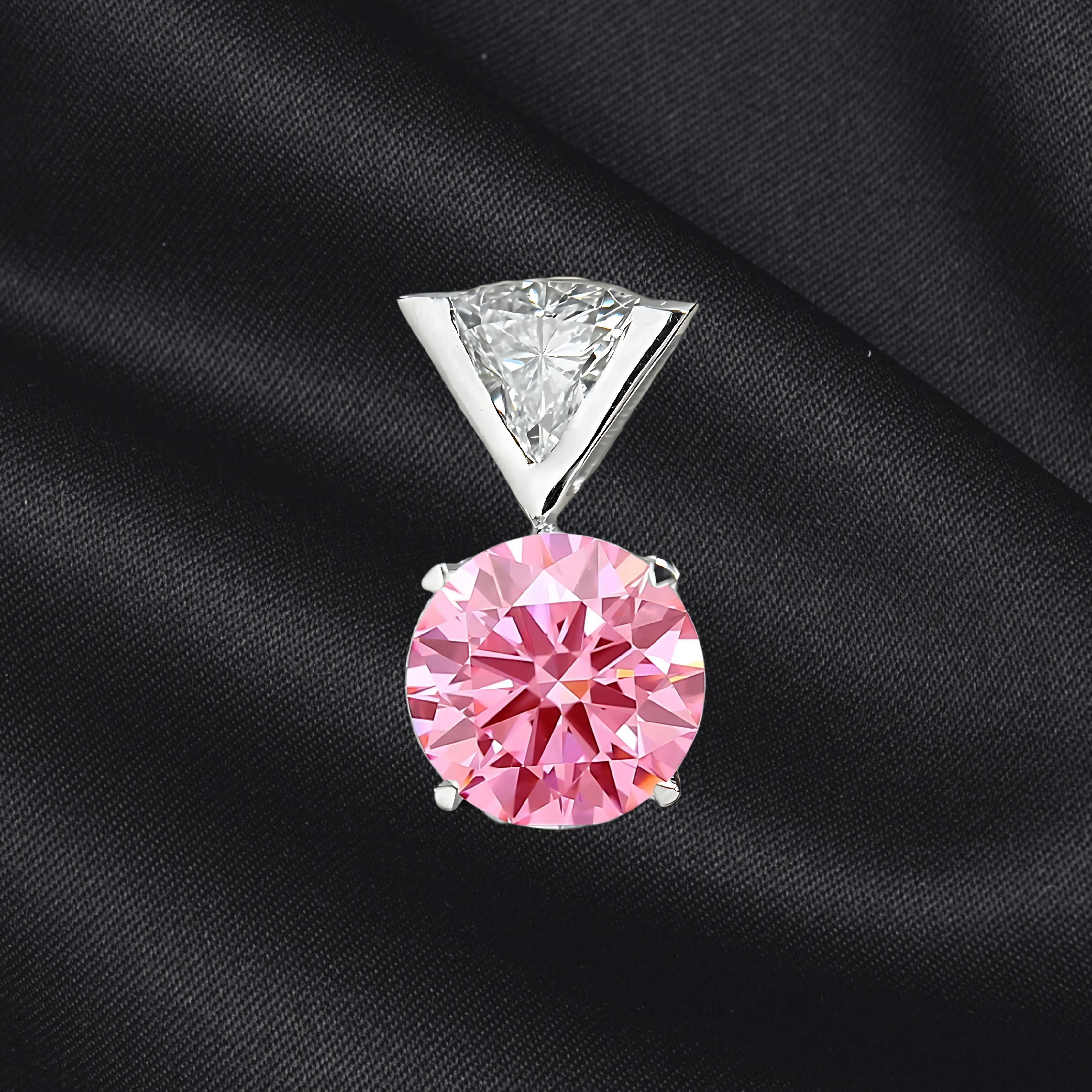 Not Just A Solitaire, Vivid Pink Lab Grown Diamond Solitaire Pendant in 18k Gold, IGI Certified
