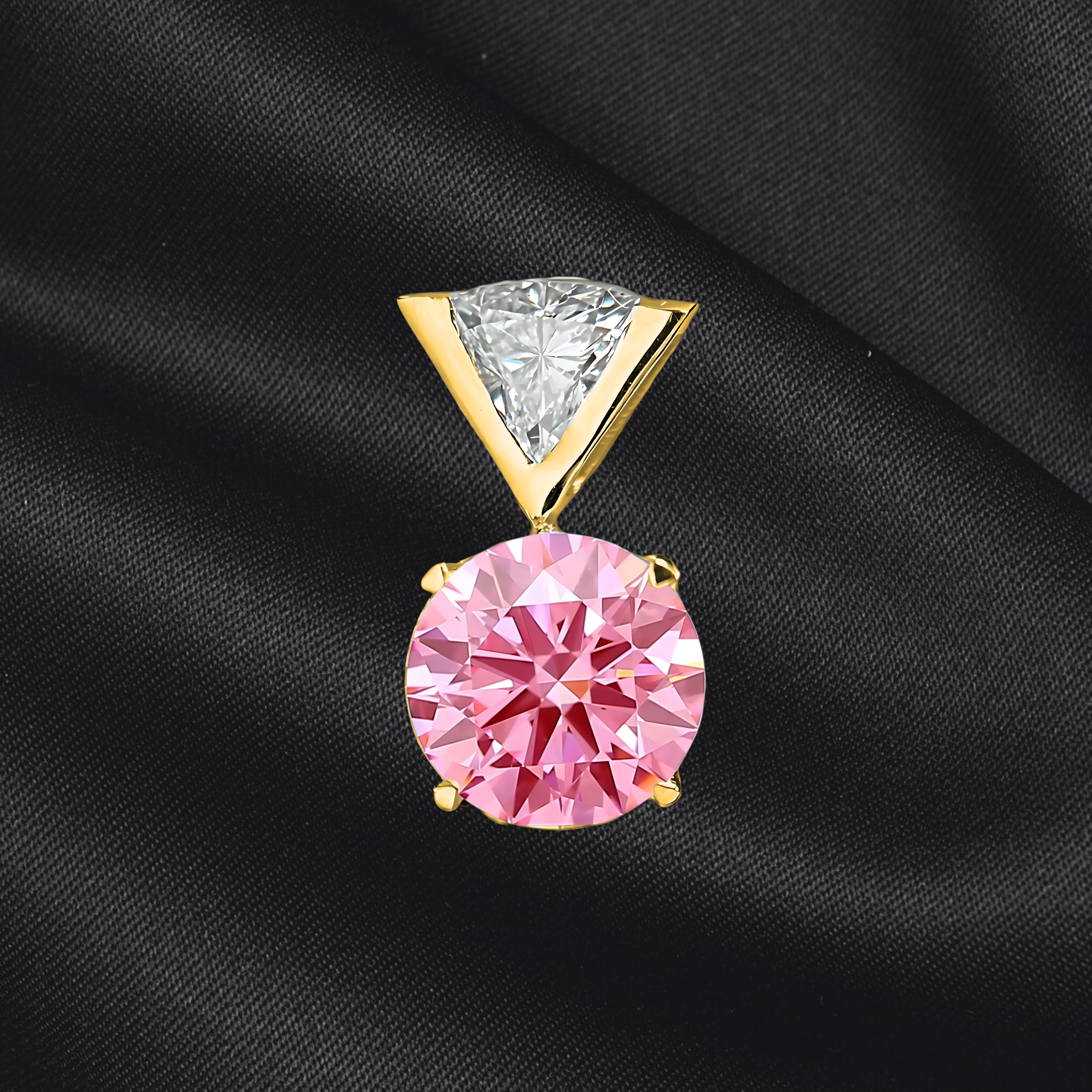 Not Just A Solitaire, Vivid Pink Lab Grown Diamond Solitaire Pendant in 18k Gold, IGI Certified