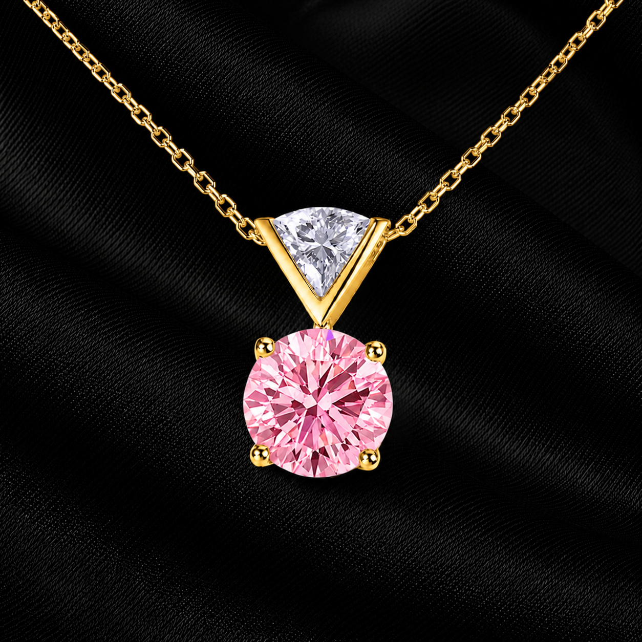 Pink Lab Grown Diamond Solitaire Pendant Necklace – IGI Certified – 18K Gold