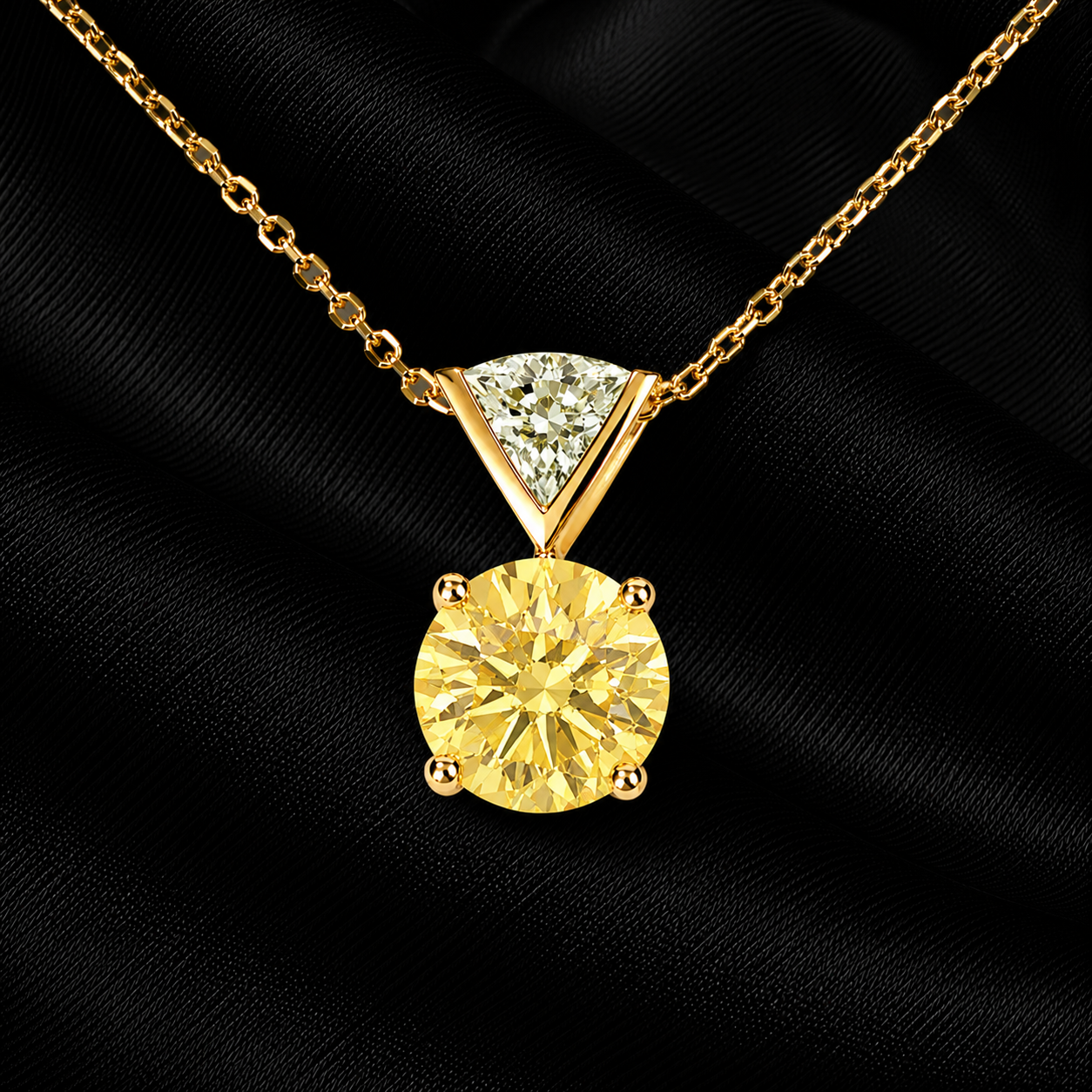 Yellow Lab Grown Diamond Solitaire Pendant Necklace – IGI Certified – 18K Gold