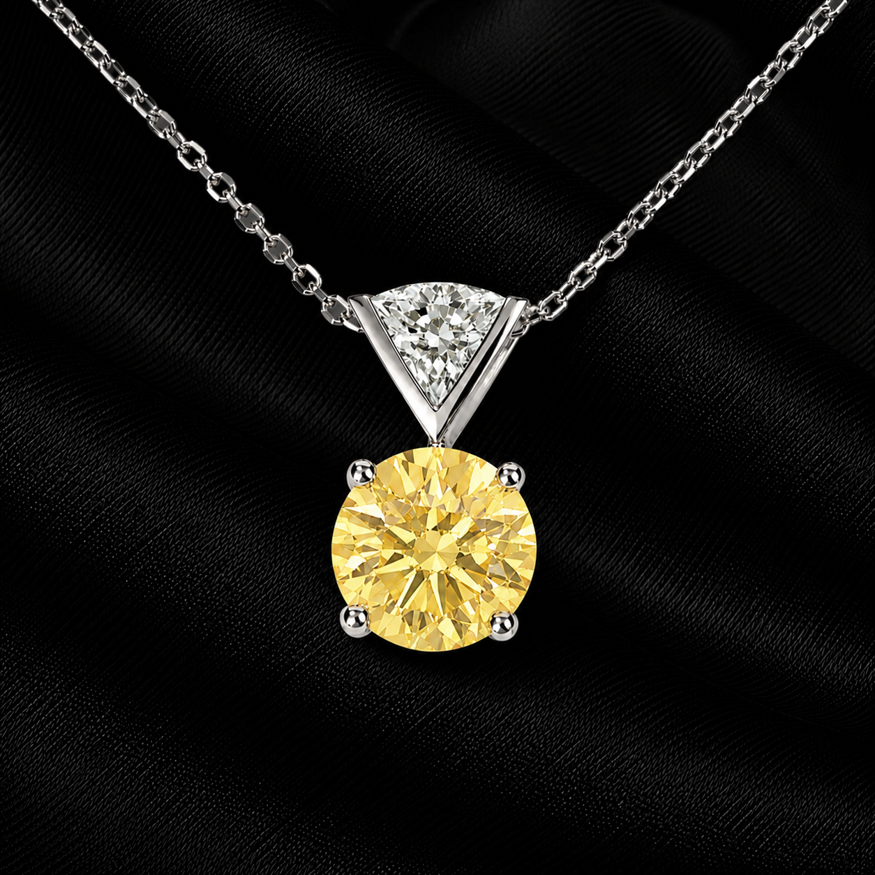 Yellow Lab Grown Diamond Solitaire Pendant Necklace – IGI Certified – 18K Gold