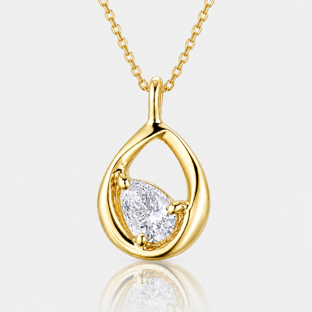 0.3 Carat IGI Certified Lab Grown Diamond Solitaire Pendant Necklace in 14K / 18K Gold / 925Silver | Lotus Petal