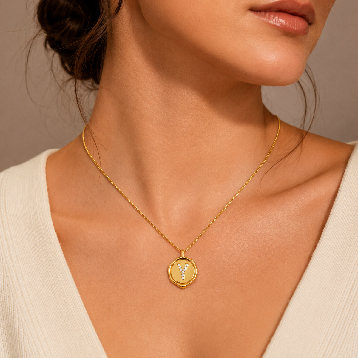 Y Initial Lab Grown Diamond Pendant Necklace in 14K or 18K Gold / Gold Vermeil