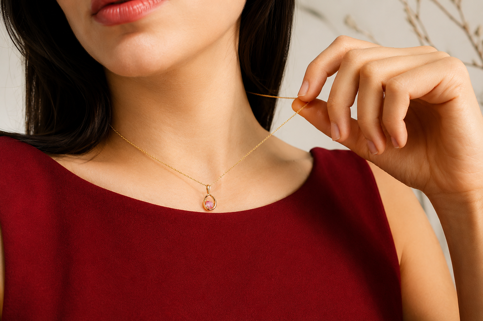 0.33 ct. Pink Diamond Solitaire Pendant Necklace in 18K Gold – IGI Certified | Lotus Petal Limited Edition