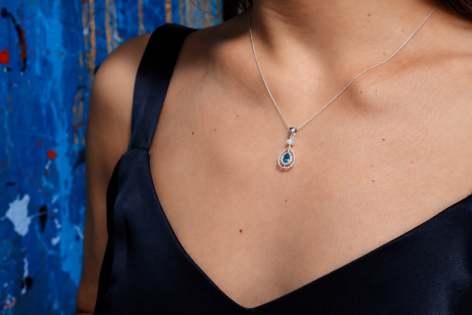 0.6 ct. Blue Diamond Solitaire Pendant in 18K Gold – IGI Certified | Ayutthaya Limited Edition