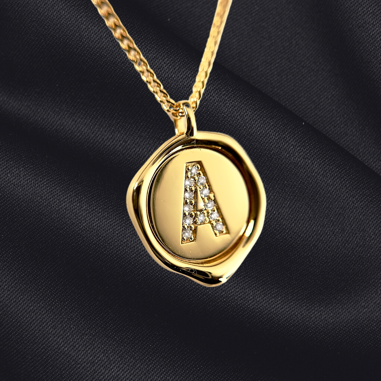 A Letter Pendant - Lab Grown Diamond Pendant in 14K Gold/18k Gold/925 Silver