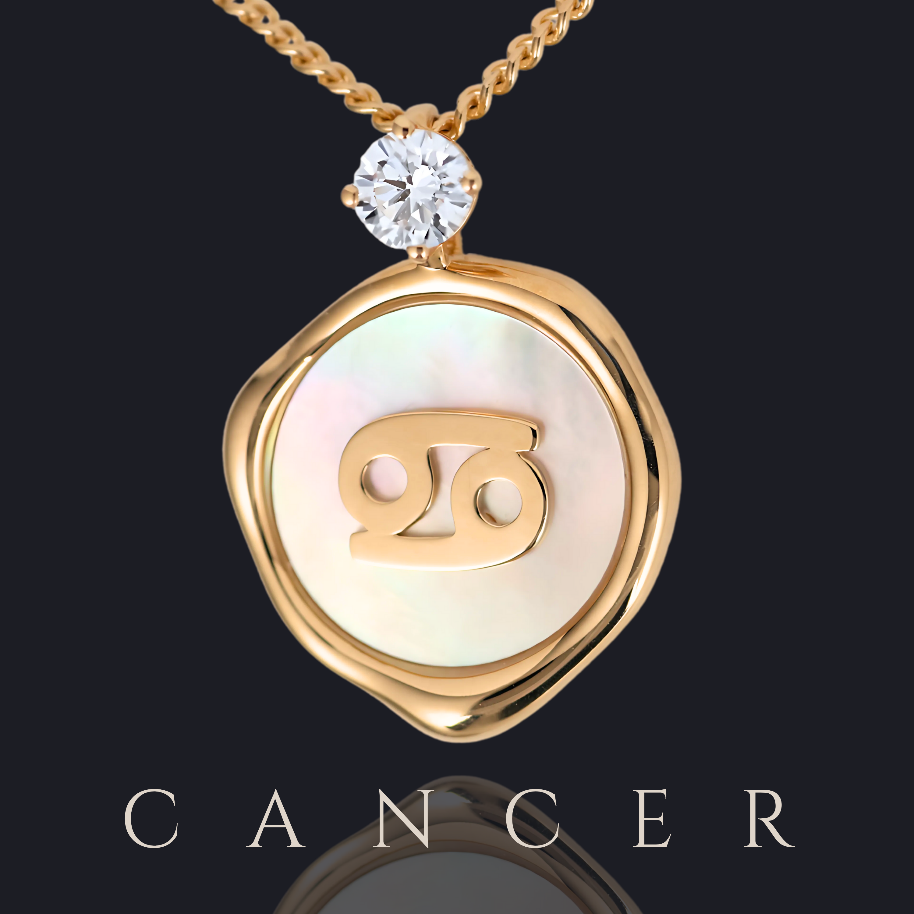 Cancer Zodiac Pendant - 0.2 ct. Lab Grown Diamond Pendant in 18K Gold / 14K Gold / Gold Vermeil