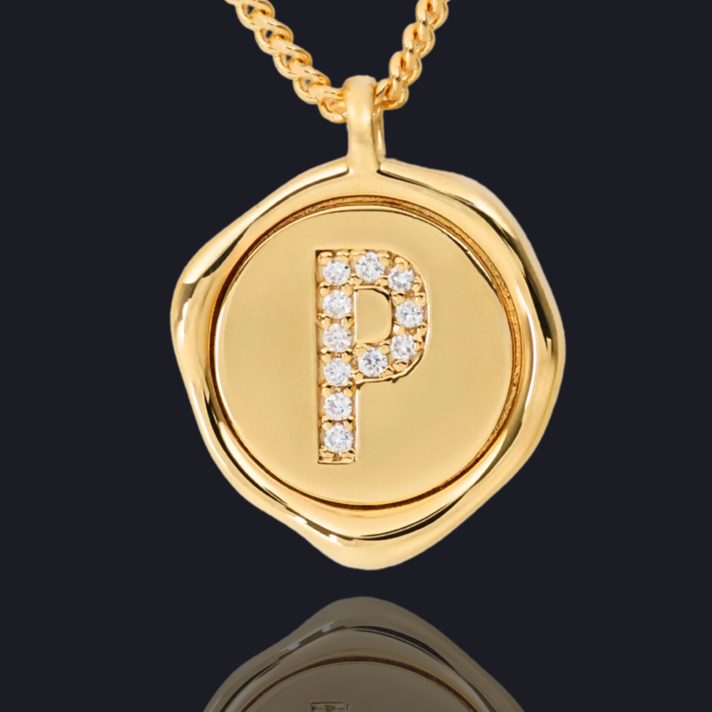 P Letter Pendant - Lab Grown Diamond Pendant in 18K Gold / 14K Gold / Gold Vermeil